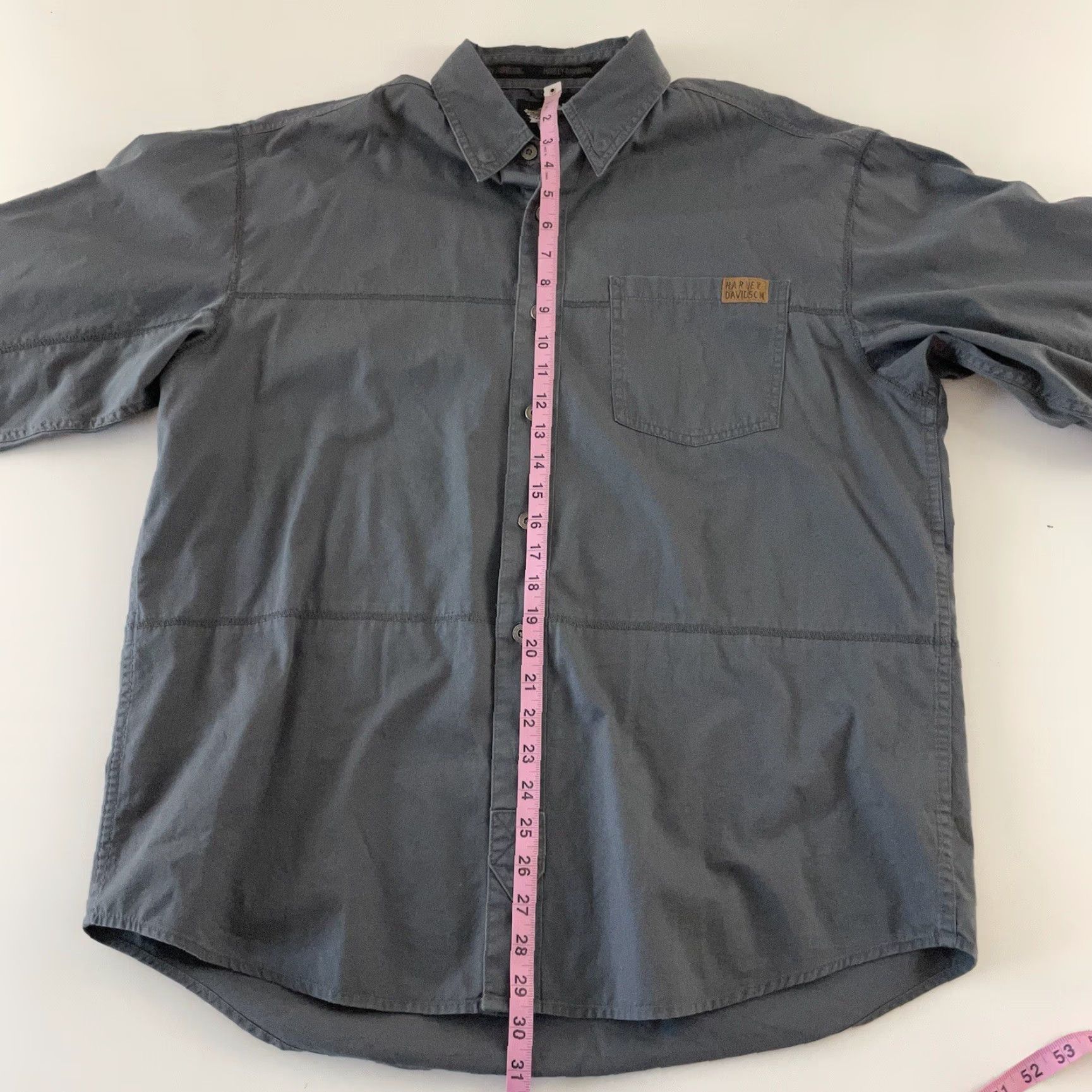 Harley Davidson Harley-Davidson Embroidered Logo Long Sleeve Button Front Shirt Men's Large Gray Size US L / EU 52-54 / 3 - 6 Thumbnail