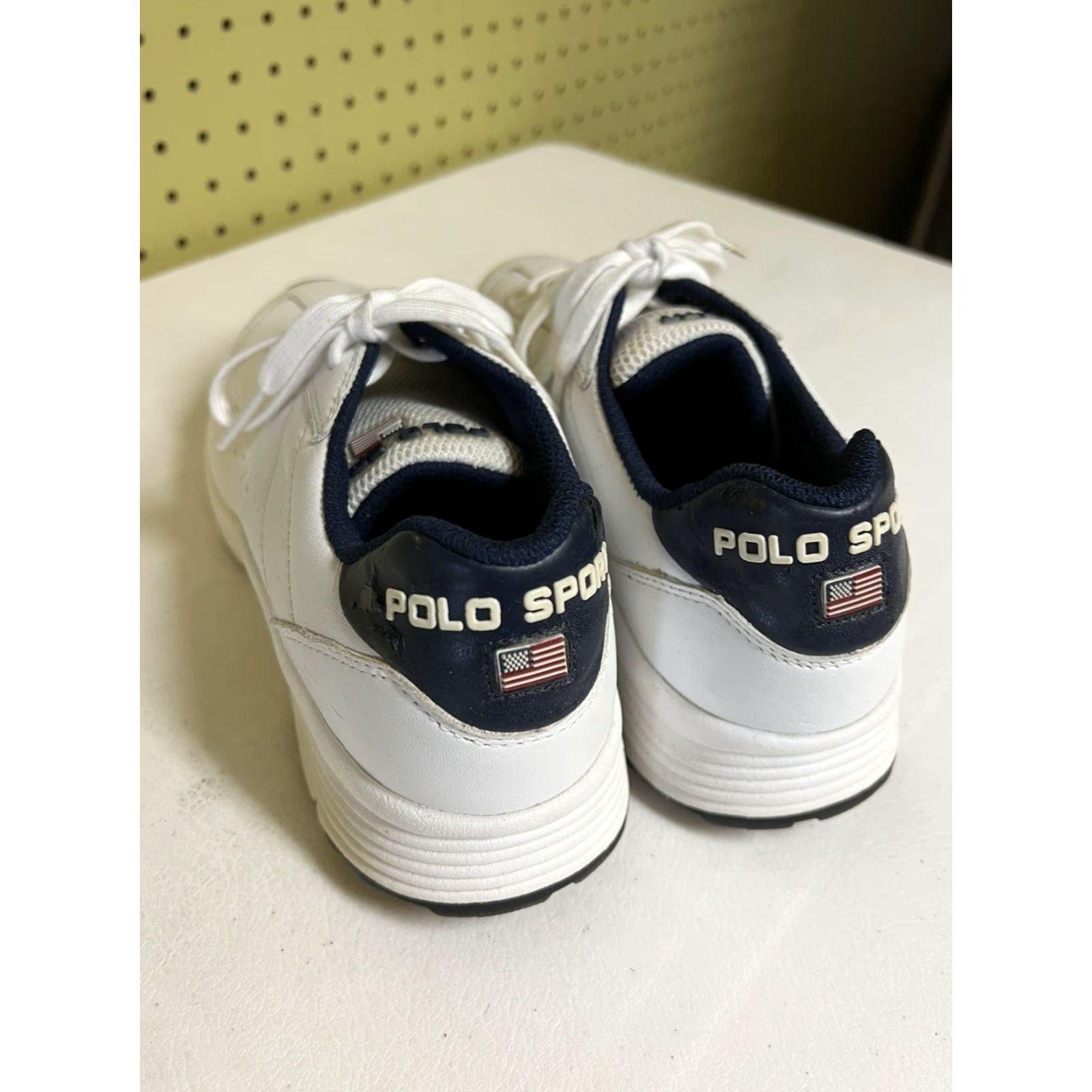 Vintage Polo Sport Mens Sneaker Leather White Lace Up 9.5 Shoes Tennis Casual Mens Size US M / EU 48-50 / 2 - 5 Thumbnail