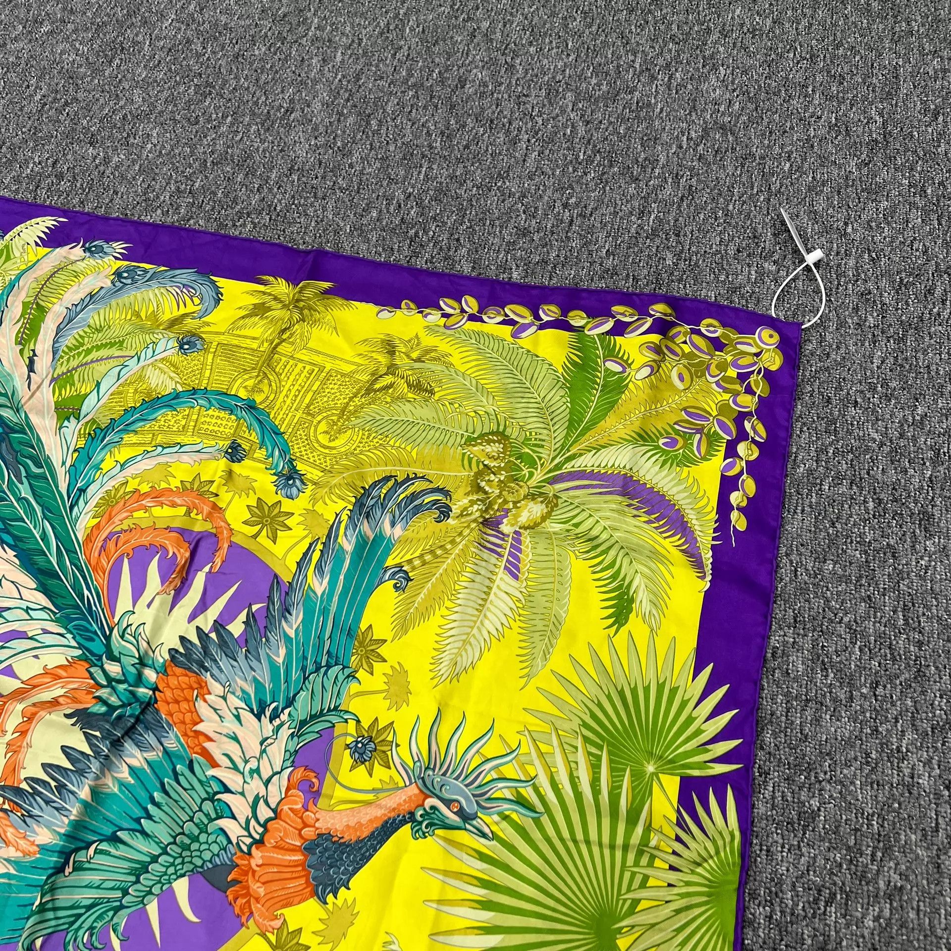 Hermes Hermes 90x90 Scarf 99New Purple Gold Phoenix Jungle Rare Size ONE SIZE - 2 Thumbnail