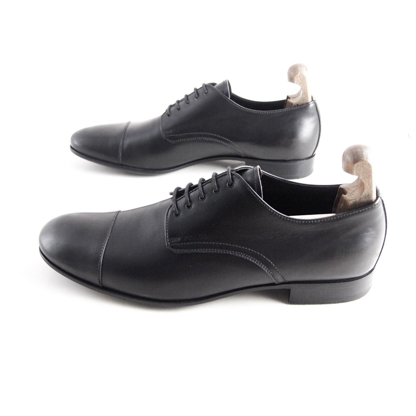 Prada Prada Cap Toe Oxfords 2E2719 Black Leather Mens US 9 EU 42 Size US 9 / EU 42 - 2 Thumbnail