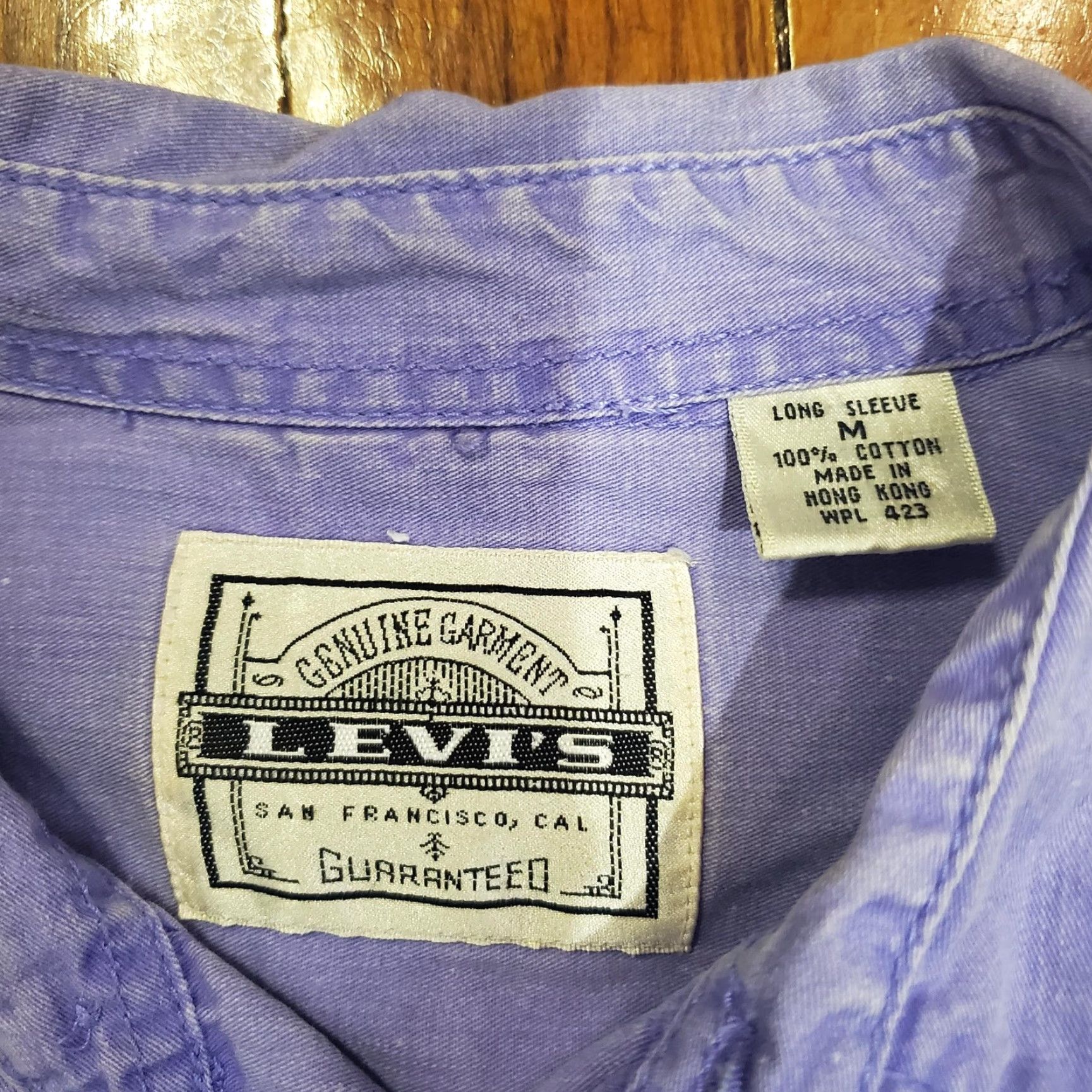 Levi's VINTAGE Levi's Shirt Mens M Purple Long Sleeve Snap Button Workwear 90s Size US M / EU 48-50 / 2 - 6 Thumbnail