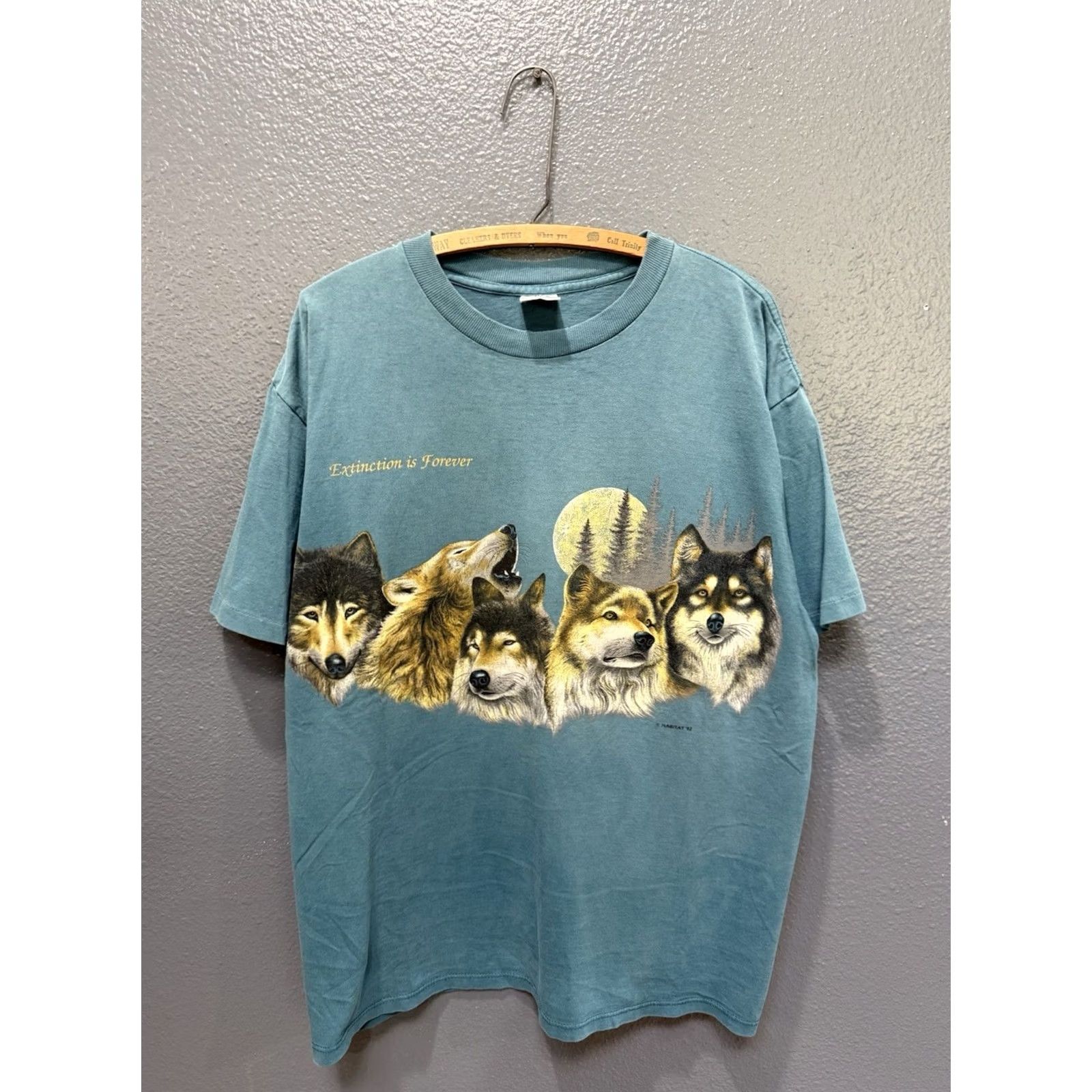 Vintage VINTAGE Wolf Pack Double Sided Blue Mens T-Shirt L 90s Miller Cotton Shirt Mens Size US L / EU 52-54 / 3 - 3 Thumbnail