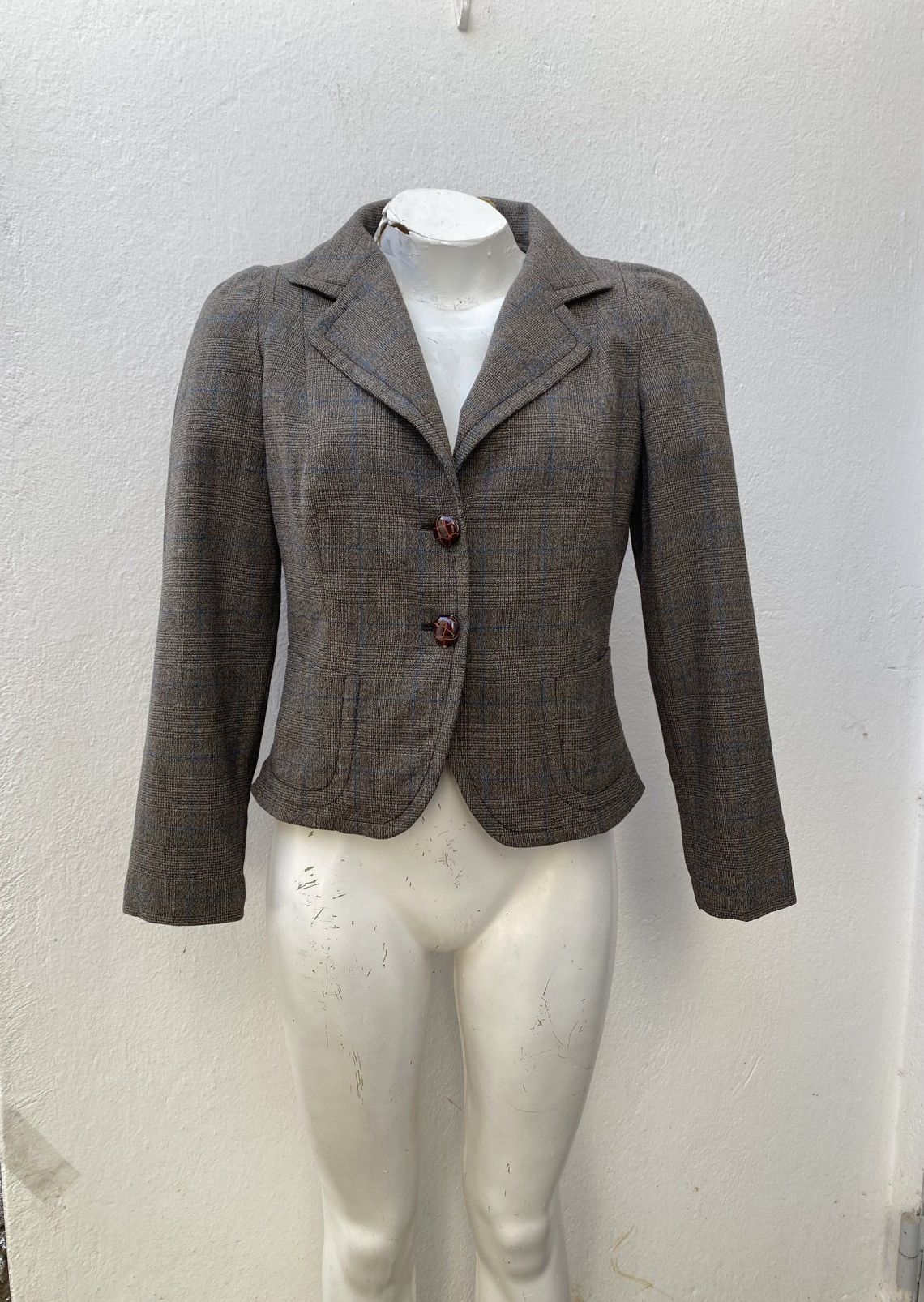 Max Mara Max Mara Blazer Wool Brown Check Jacket Size 42 circa 2010 Size L / US 10 / IT 46 - 2 Thumbnail