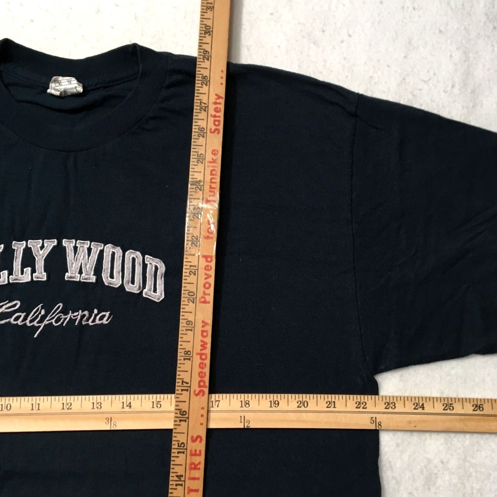 Vintage embroidered spellout Hollywood Shirt Mens XL Slim Blue Size US XL / EU 56 / 4 - 5 Thumbnail