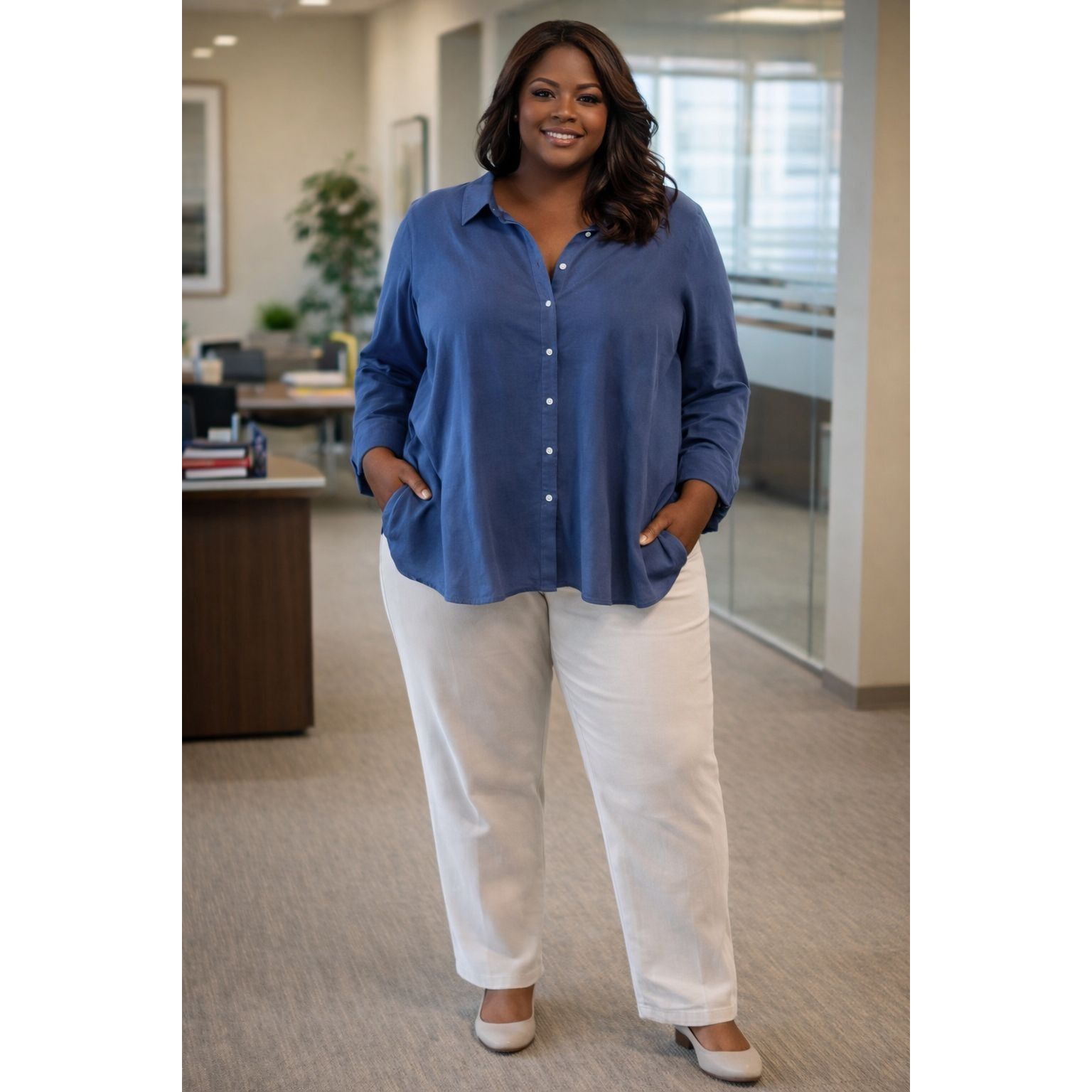 Other Faded Glory Womens Relaxed Fit 1- Pants & 1-Denim Button-Up Size 3XL / US 20-22 - 1 Thumbnail