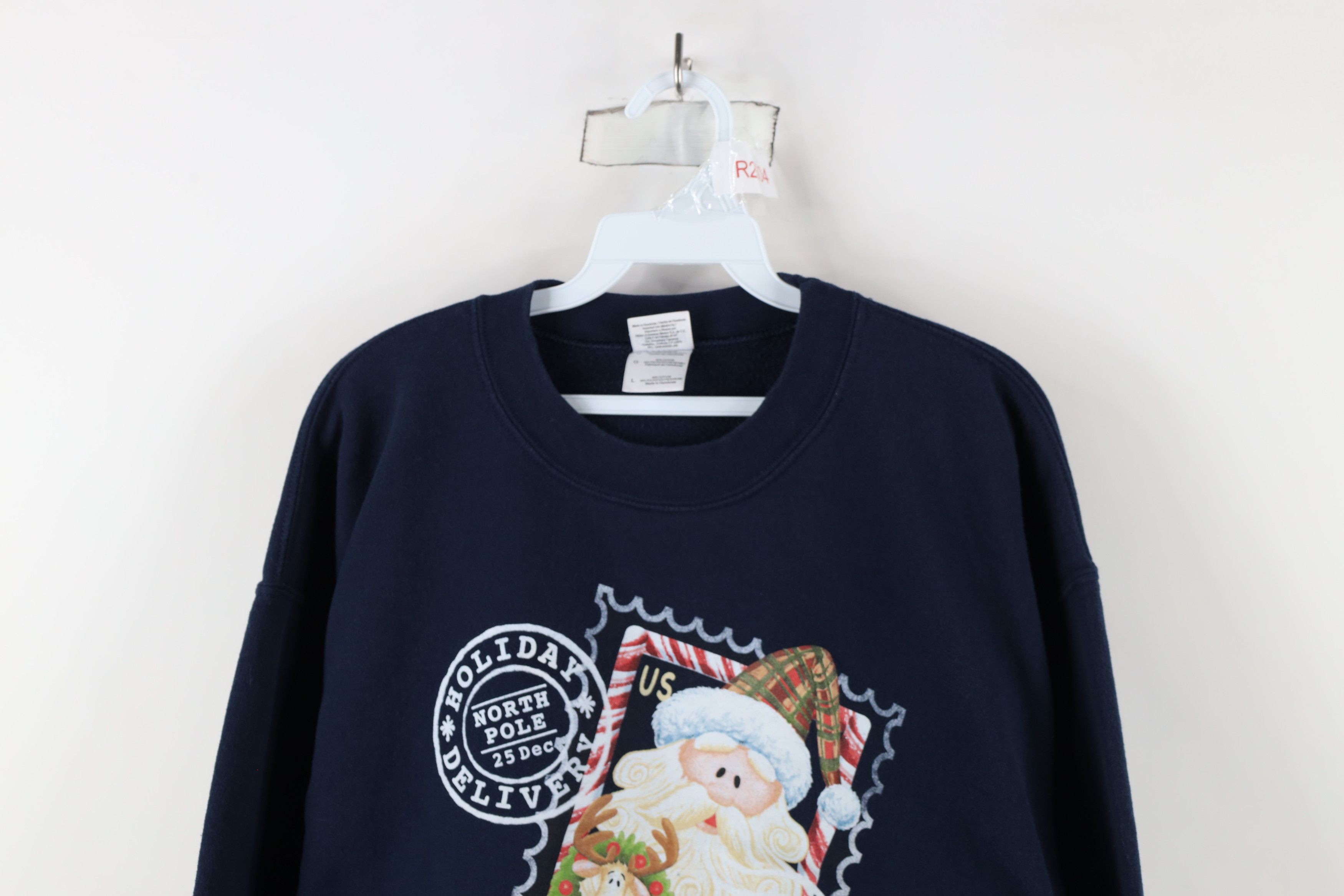 Vintage Vintage Christmas Santa Claus Postage Stamp Sweatshirt Blue Size L / US 10 / IT 46 - 2 Thumbnail