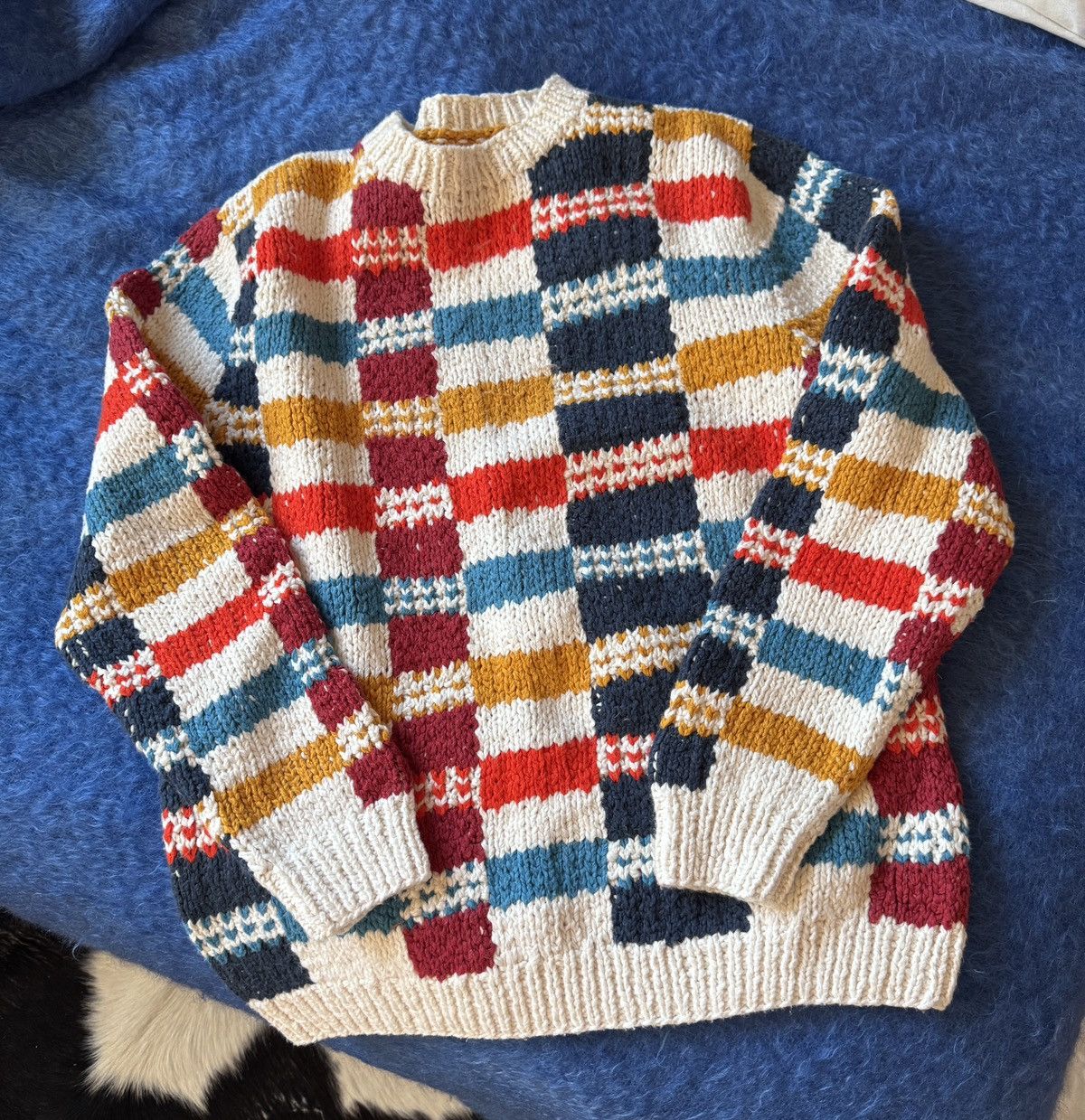 The Elder Statesman The Elder Statesman Checker Colorblock Sweater Size S / US 4 / IT 40 - 1 Thumbnail