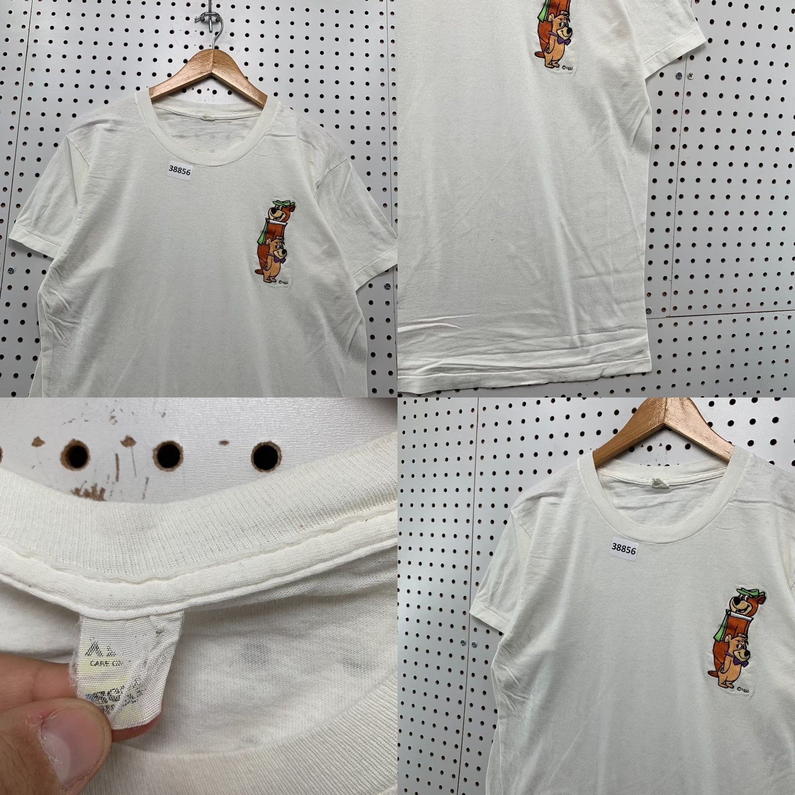 Vintage VINTAGE 80s Yogi Bear Shirt Mens Large White Single Stitch Short Sleeve Size US L / EU 52-54 / 3 - 8 Thumbnail