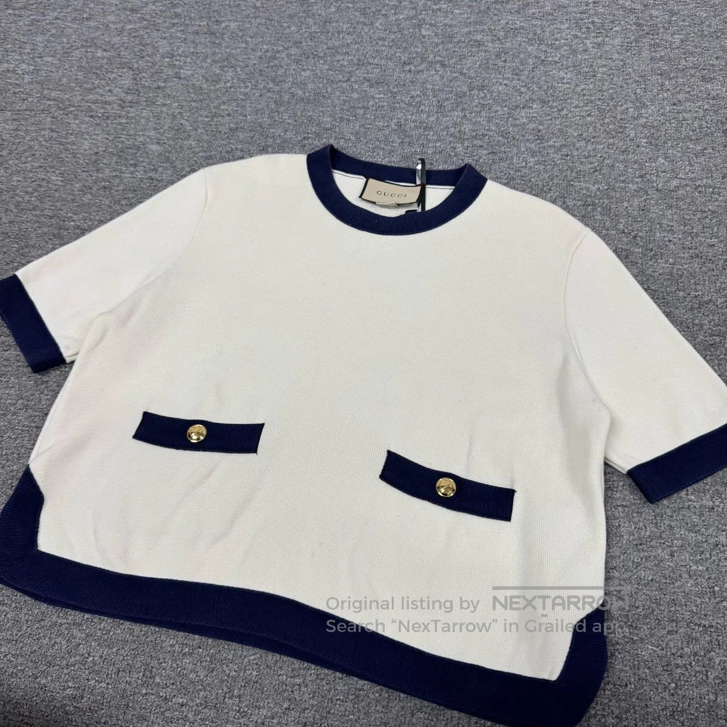 Gucci Guicci Double-G jacquard pattern; white short knit sweater Size XL / US 12-14 / IT 48-50 - 4 Thumbnail