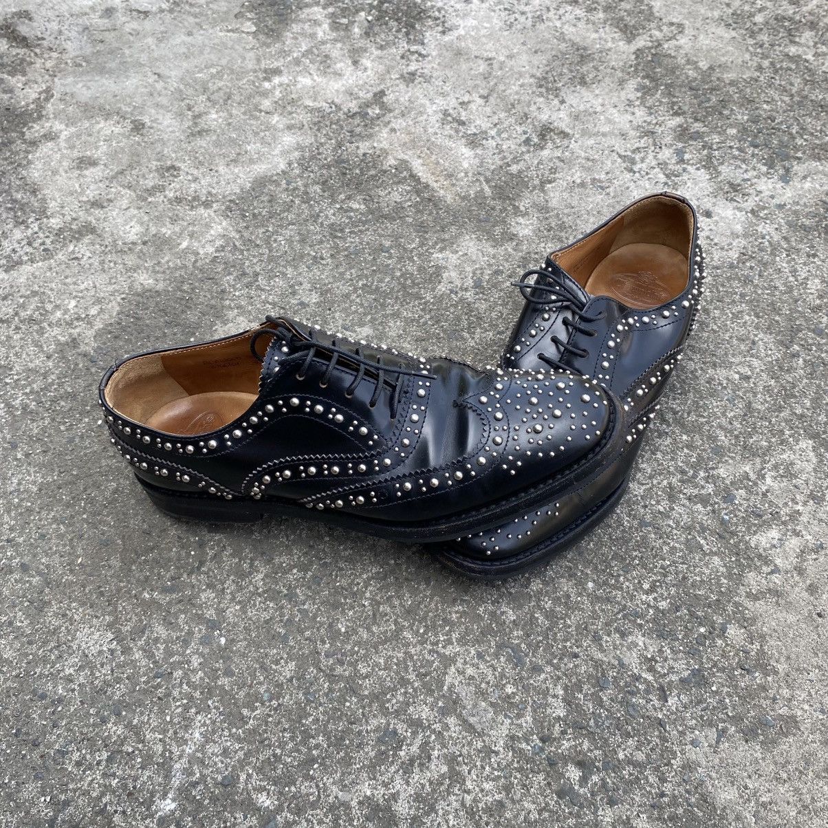 Church's Church’s Burwood Met Studded Glossed-Leather Brogues Size US 6 / EU 39 - 3 Thumbnail