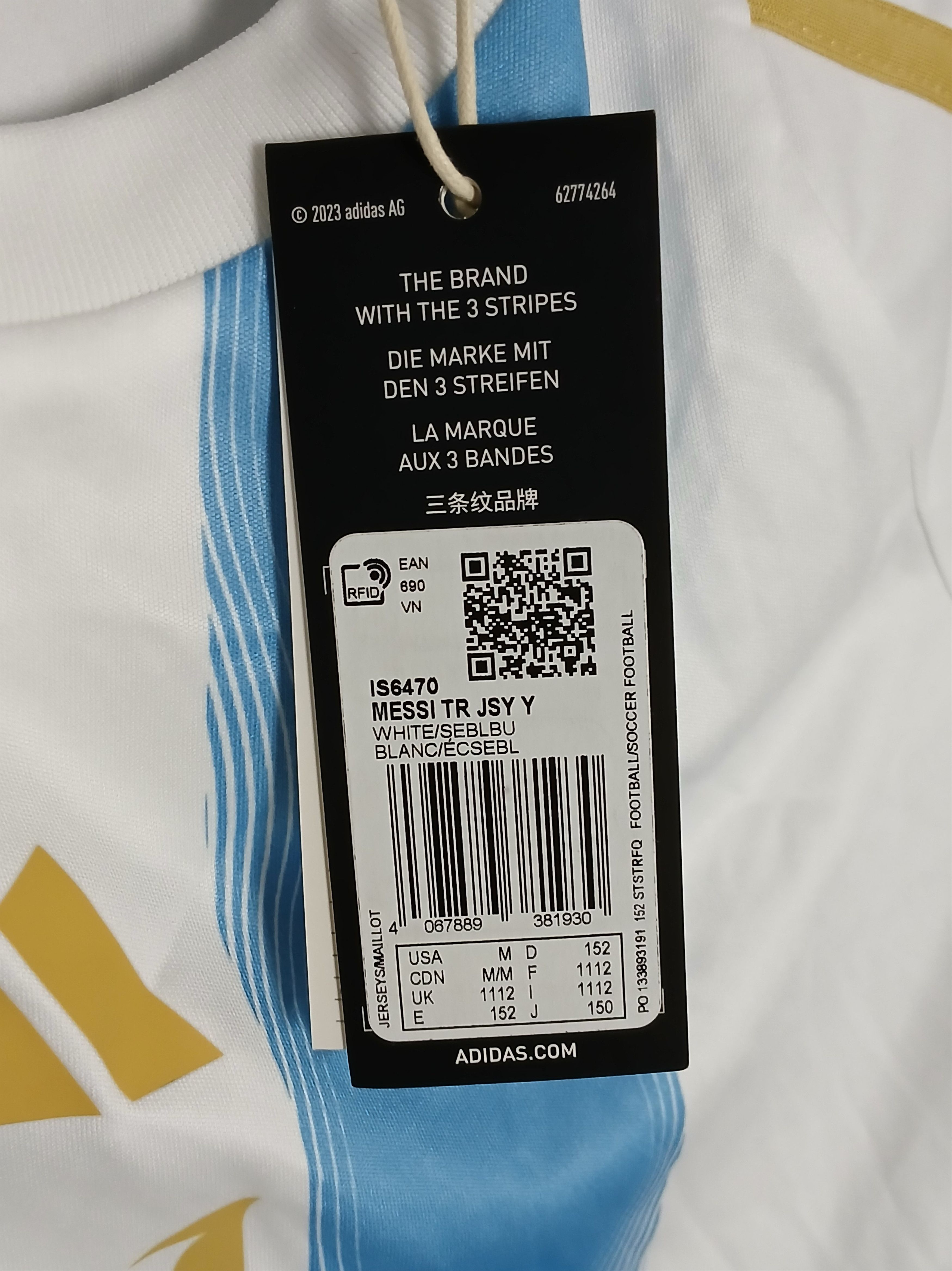 Adidas KIDS Argentina Messi Training Football Jersey T-Shirt Size US S / EU 44-46 / 1 - 12 Thumbnail
