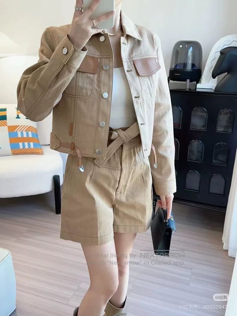 Hermes Hermes Khaki Canvas and Leather Patch Short Jacket Spring/ Size XS / US 0-2 / IT 36-38 - 9 Thumbnail