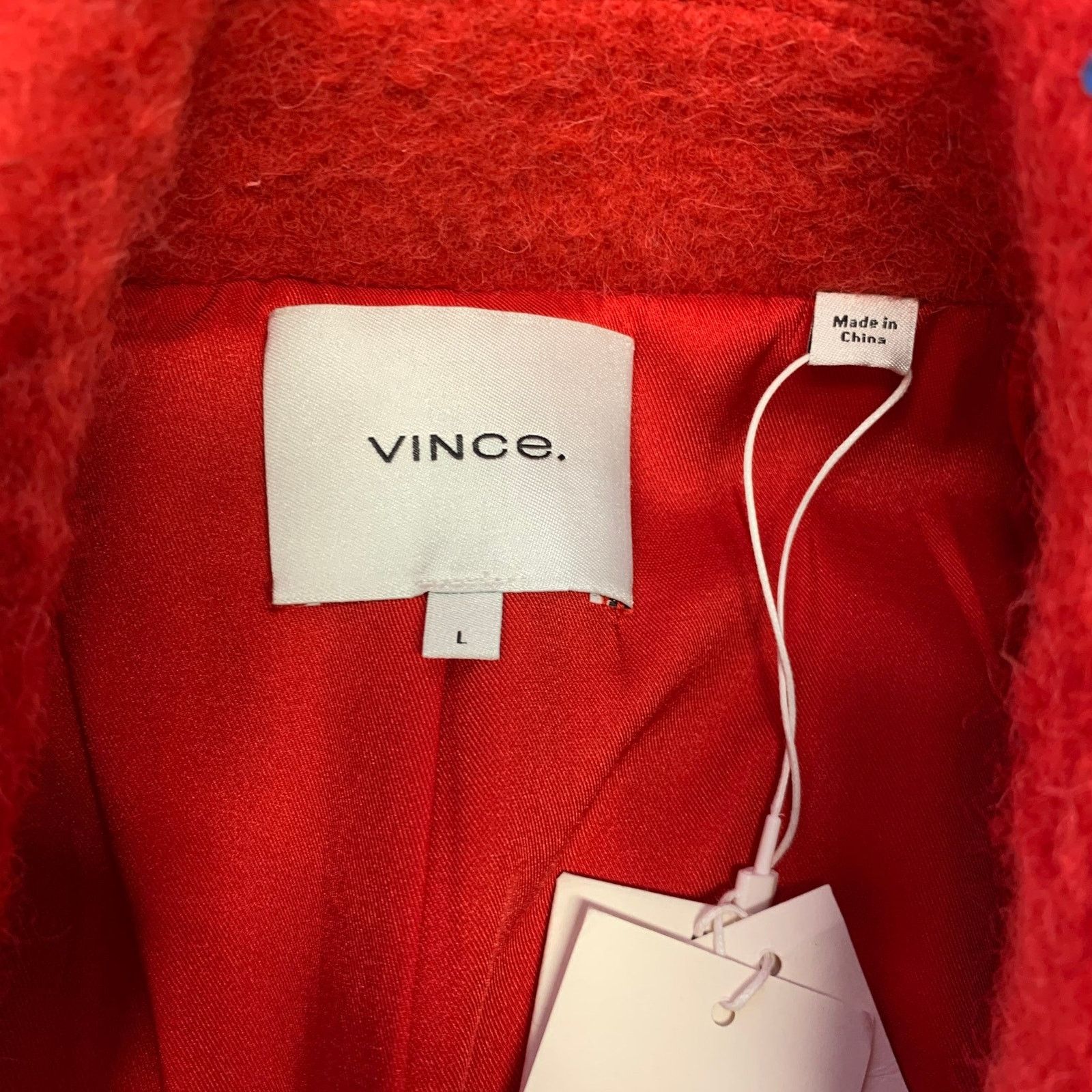 Vince VINCE Size L Red Alpaca Blend Textured Notch Lapel Coat Size L / US 10 / IT 46 - 6 Thumbnail