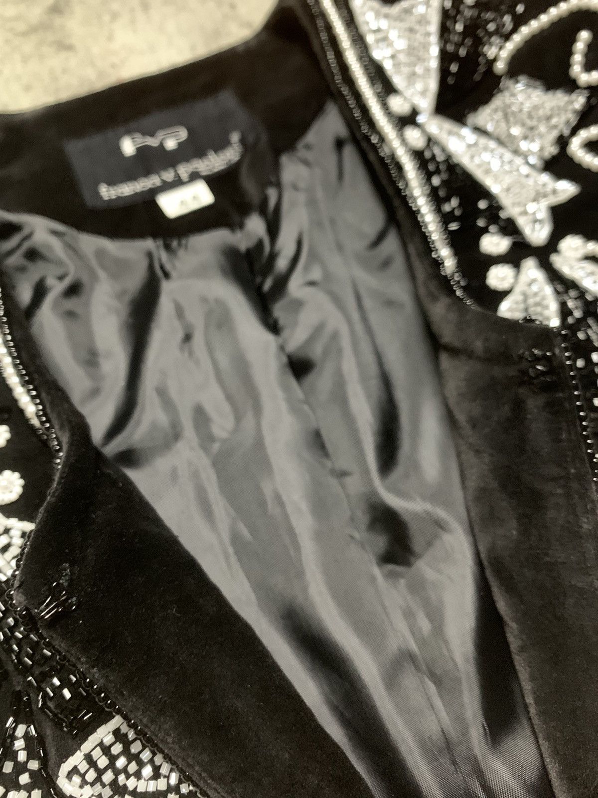 Paoloni Vintage 90s Franca V Paoloni Velvet Beaded Blazer Size M / US 6-8 / IT 42-44 - 10 Thumbnail