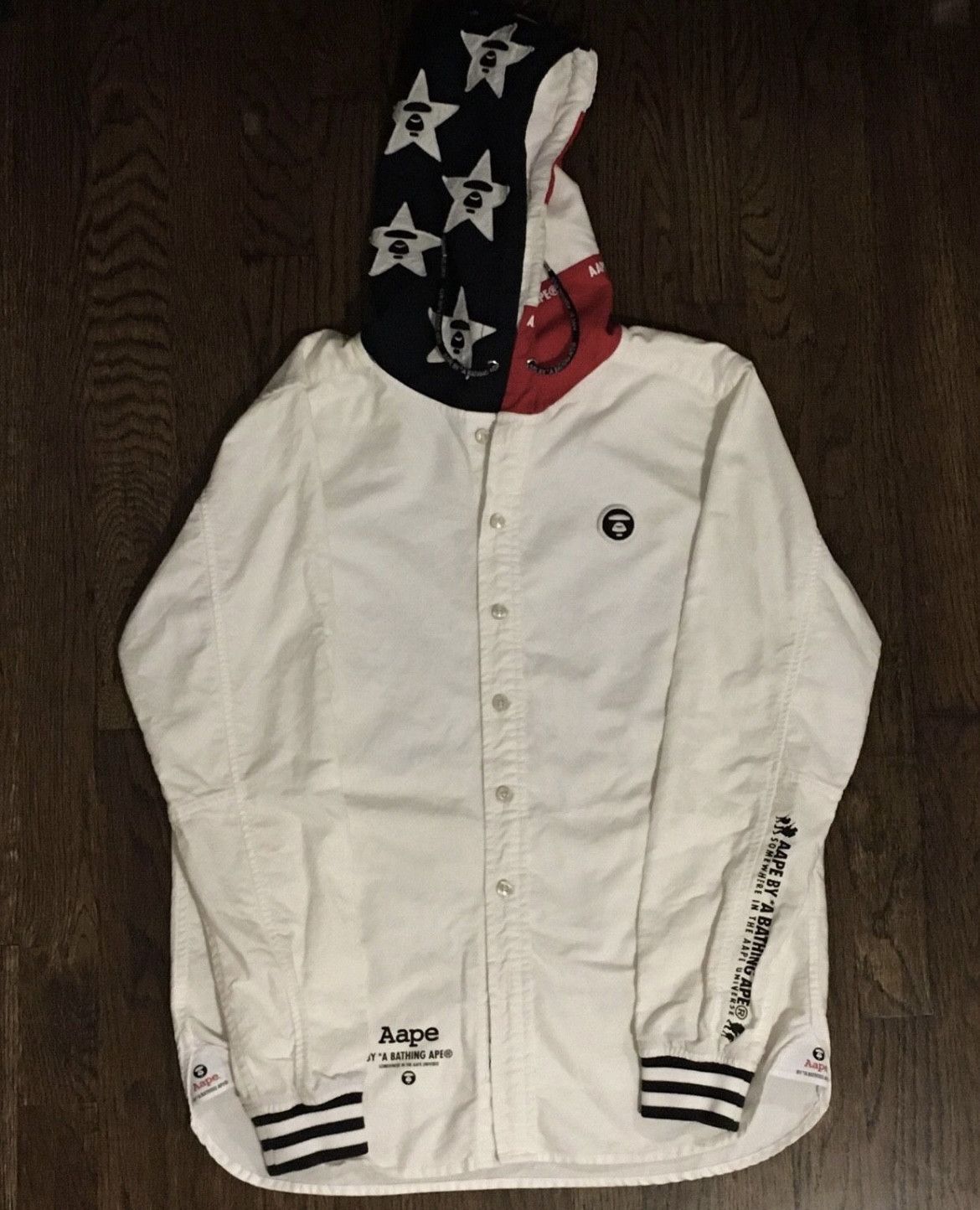 Bape Aape long sleeve hoodie button up shirt