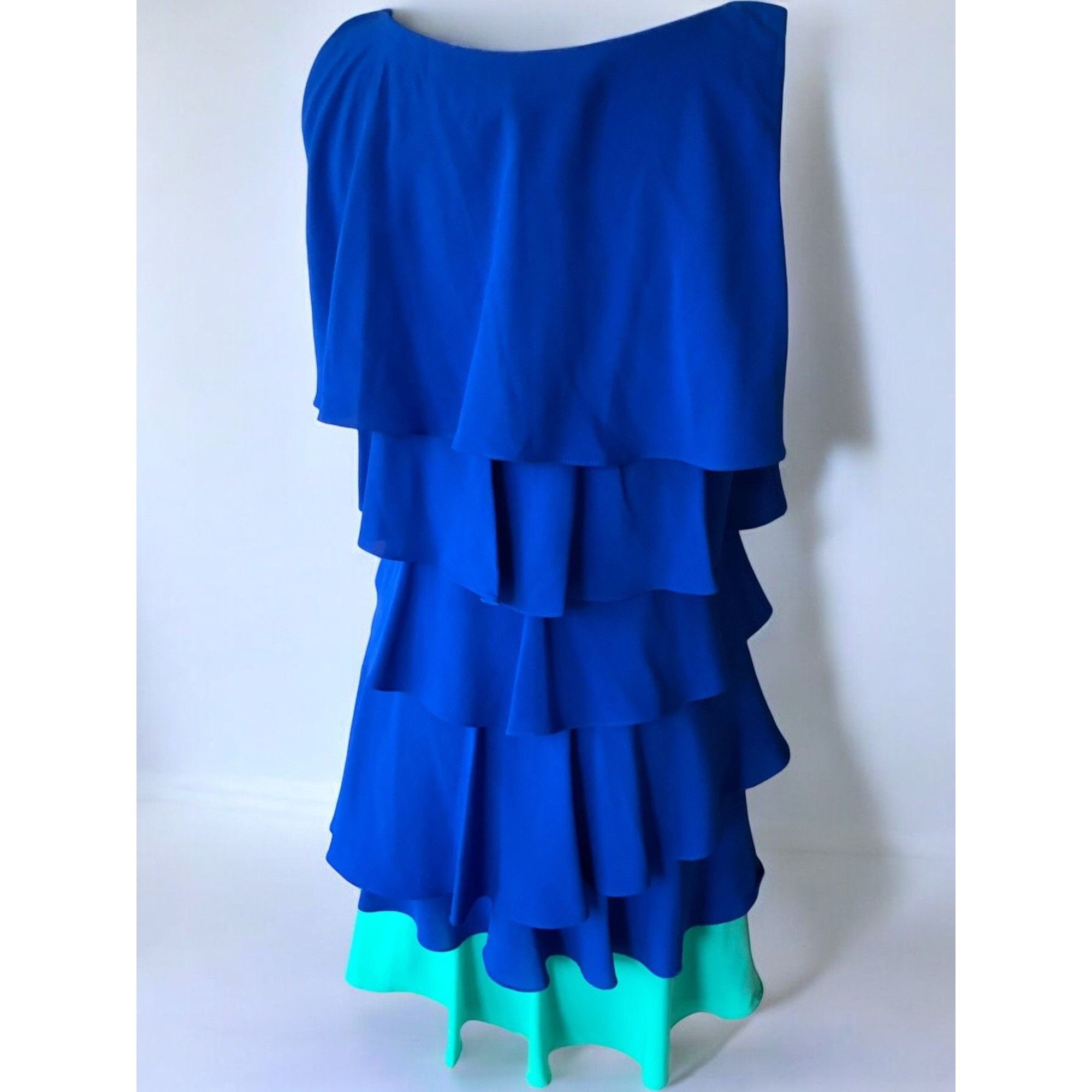 Calvin Klein Calvin Klein Womens Blue Aqua Tiered Sleeveless Dress 8 Size M / US 6-8 / IT 42-44 - 5 Thumbnail