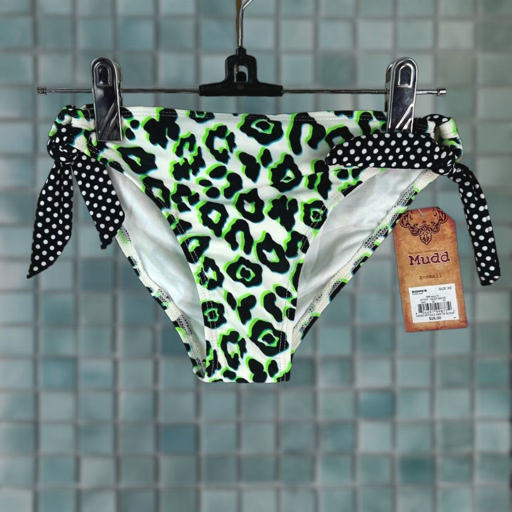 Vintage MUDD Womens Bikini Bottom Side Tie Hipster Green XS - 82% Nylon 18% Spandex Beach Swim Bottom Bathing Suit Women Small Size 26" / US 2 / IT 38 - 1 Thumbnail