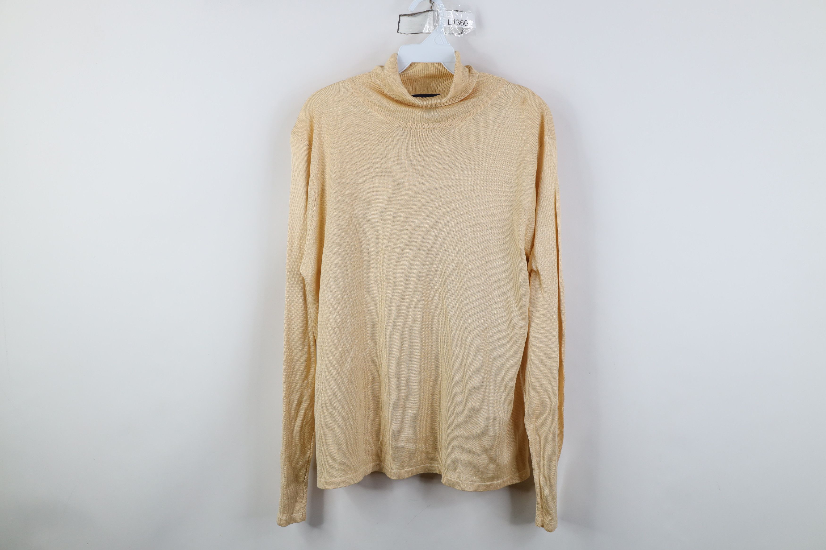 Vintage Vintage 90s Streetwear Silk Knit Turtleneck Sweater Gold Size L / US 10 / IT 46 - 1 Thumbnail
