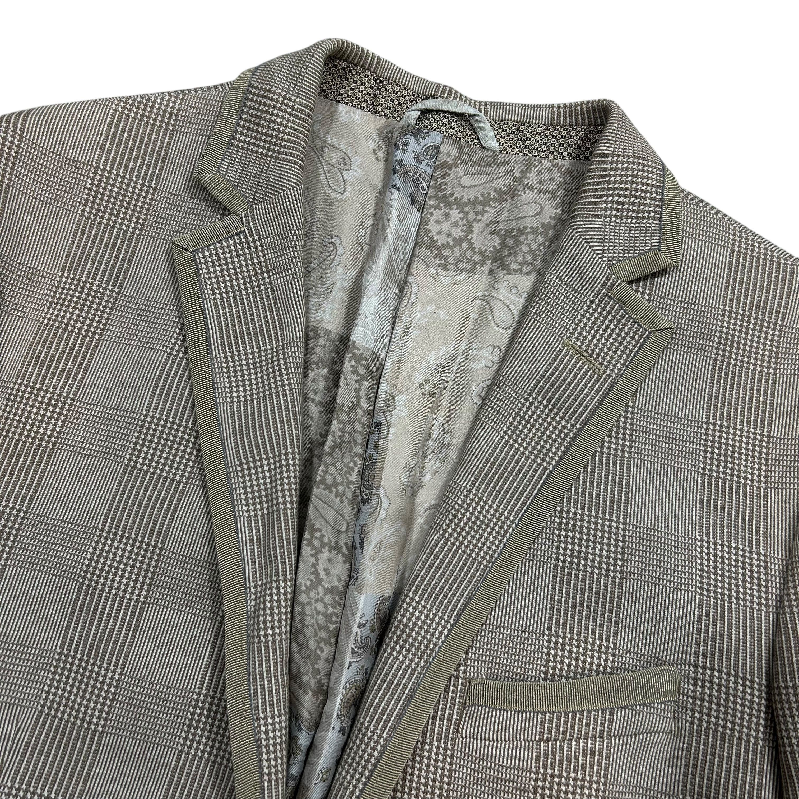 Etro Etro Milano Gray Check New Jersey Cotton Blazer Slim 52 Size 42R - 4 Thumbnail