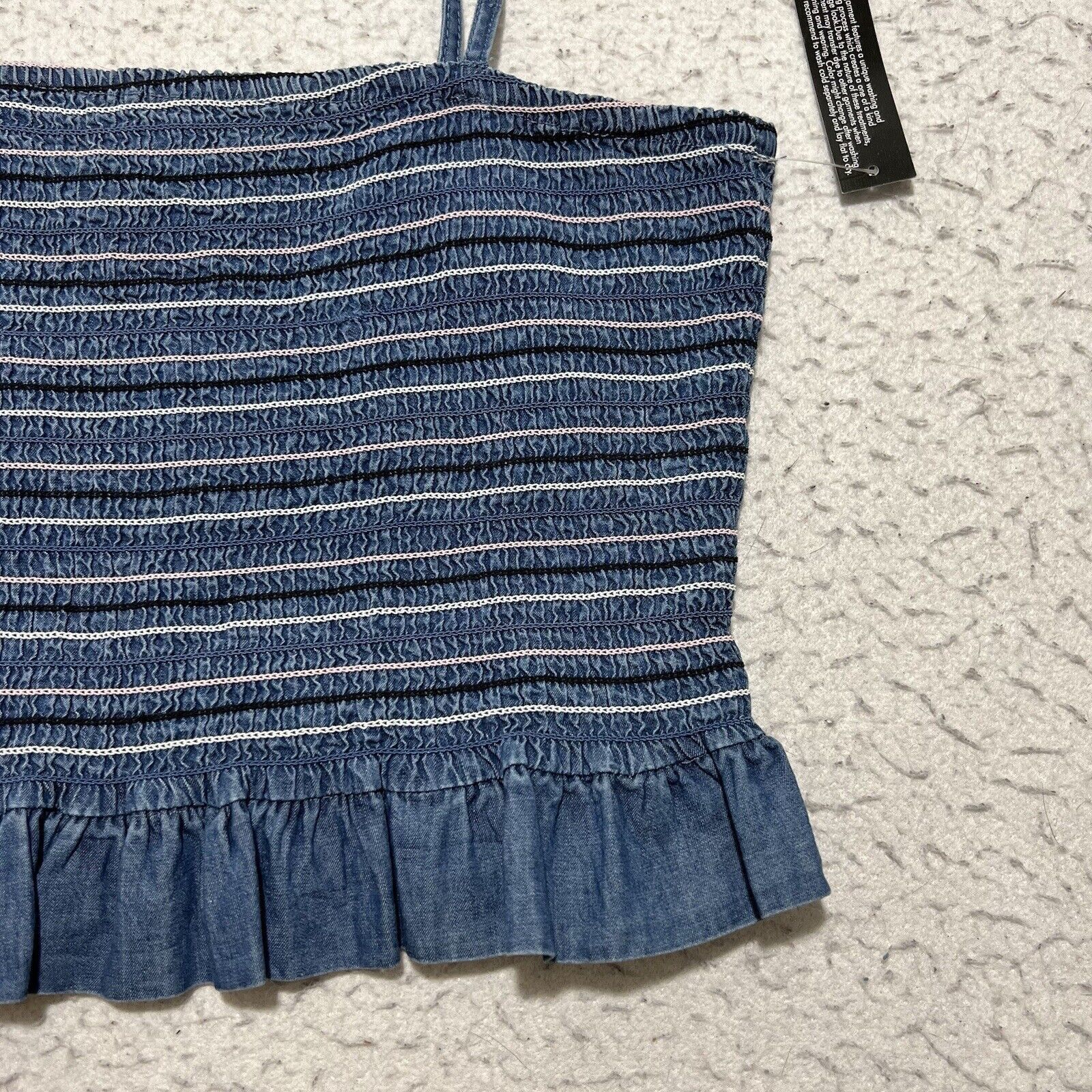 Other Derek Heart Denim Striped Crop Top Spaghetti Strap Size L / US 10 / IT 46 - 5 Thumbnail