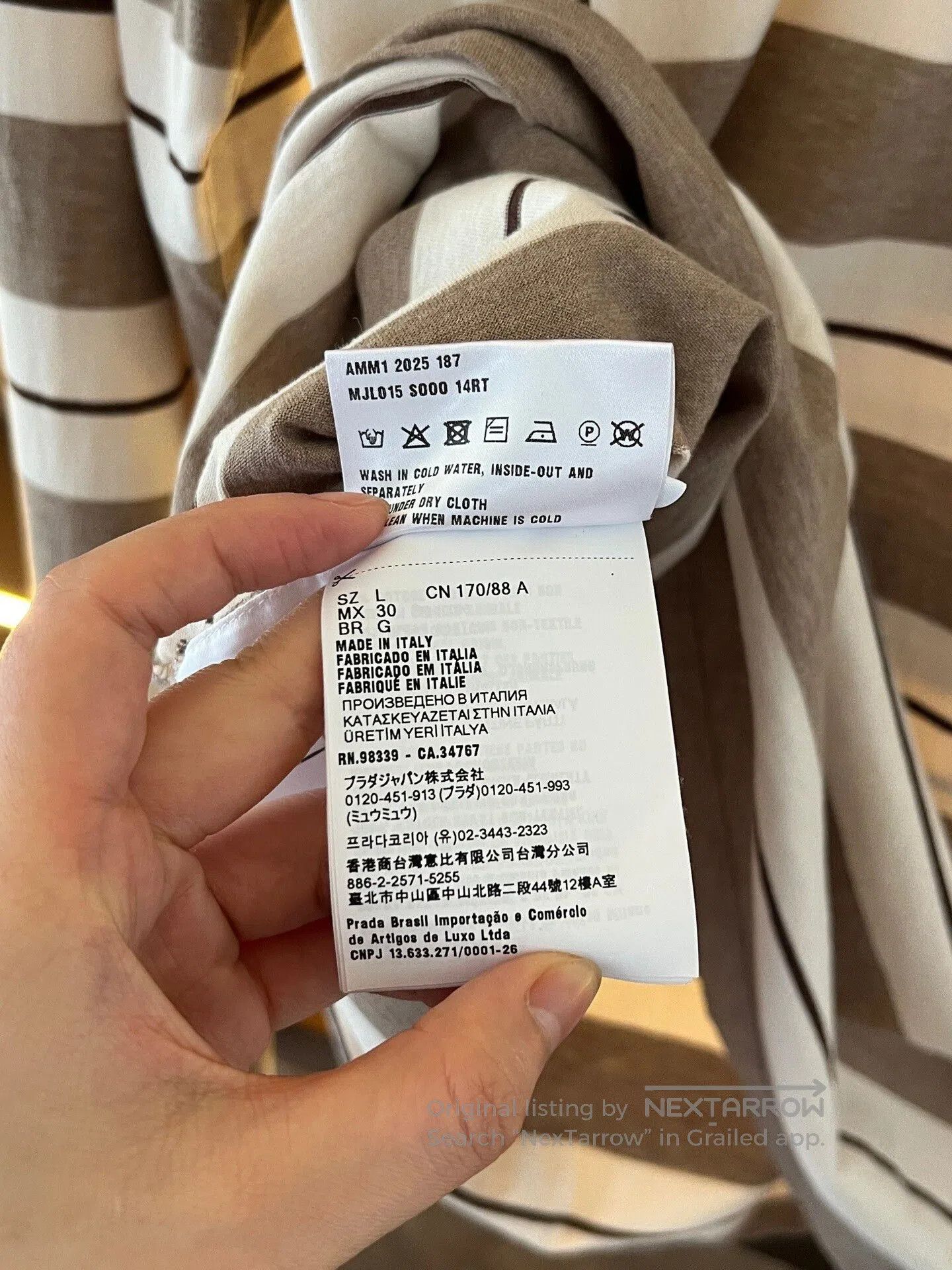 Miu Miu Miumiu Gray White Striped Long. Size L / US 10 / IT 46 - 5 Thumbnail