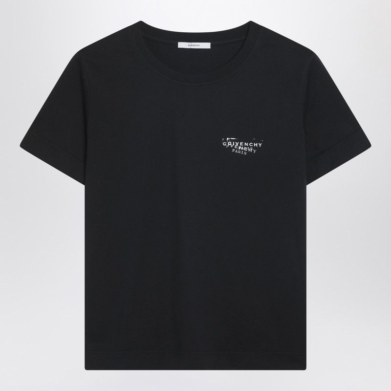Givenchy Givenchy Black T-Shirt With Givenchy Stamp Print Size S / US 4 / IT 40 - 1 Thumbnail