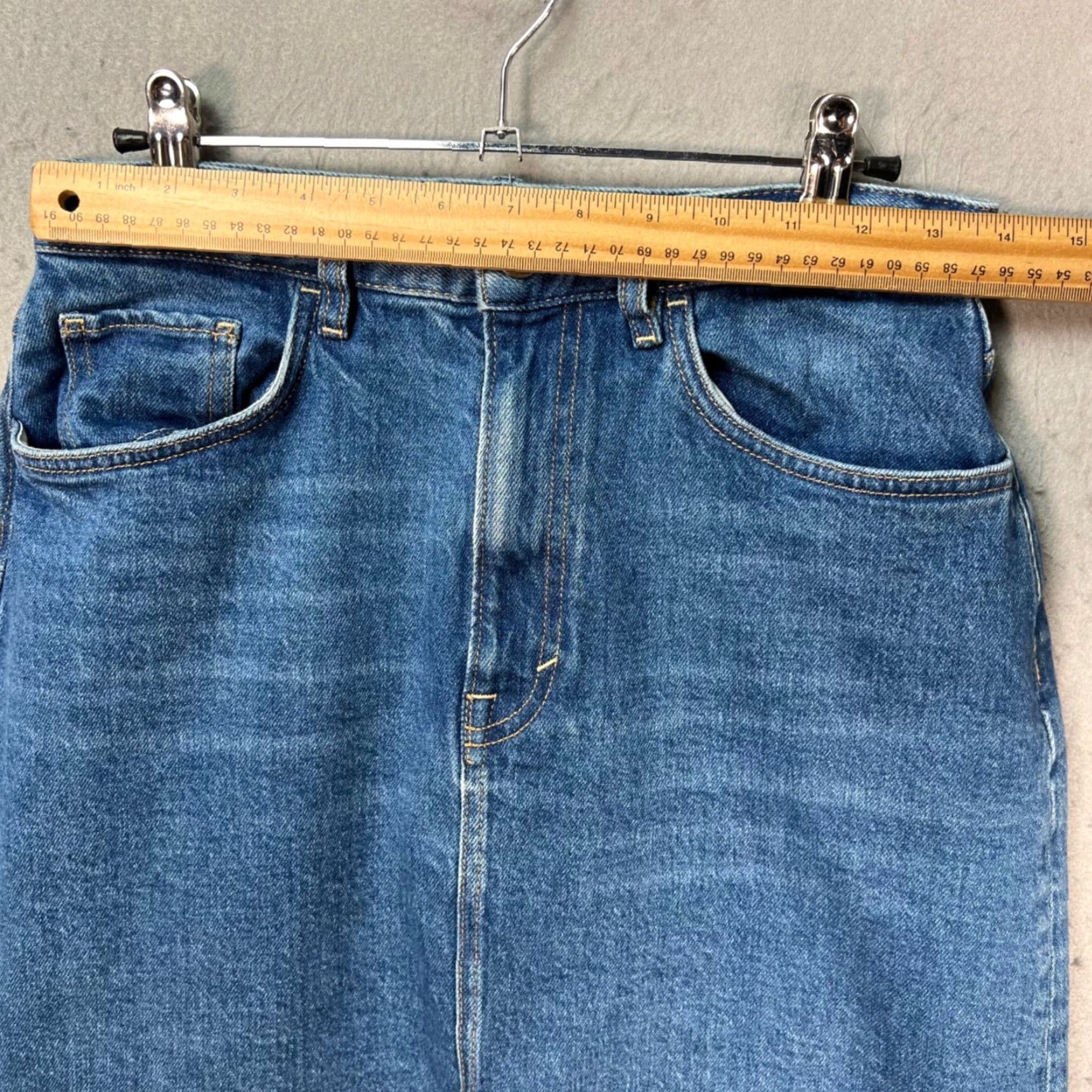 Cos COS Women’s Size 10 Denim Midi Skirt Mid Blue Straight Cut Size 32" / US 10 / IT 46 - 5 Thumbnail