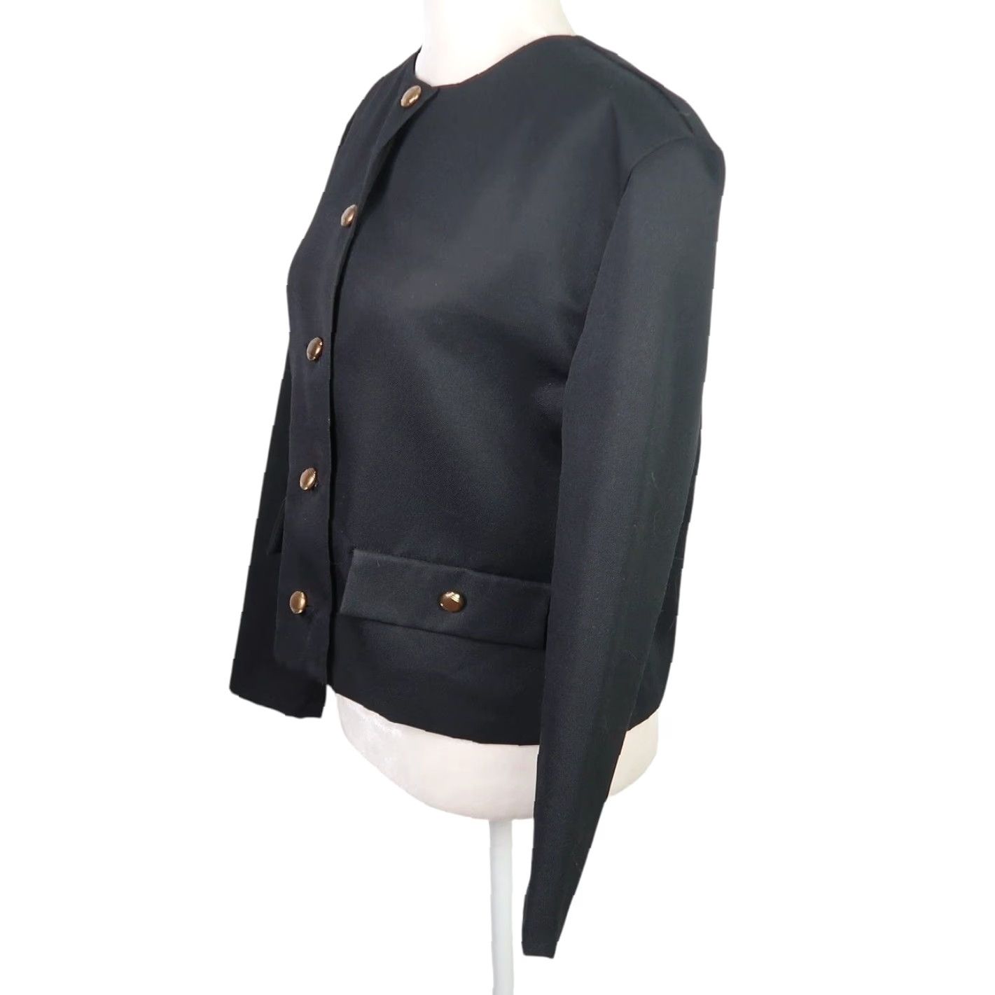 Vintage VINTAGE Magna black blazer jacket 80s 90s Women M Regular Long Sleeve Button Collarless Short Coat/Blazer Mens? Size M / US 6-8 / IT 42-44 - 3 Thumbnail