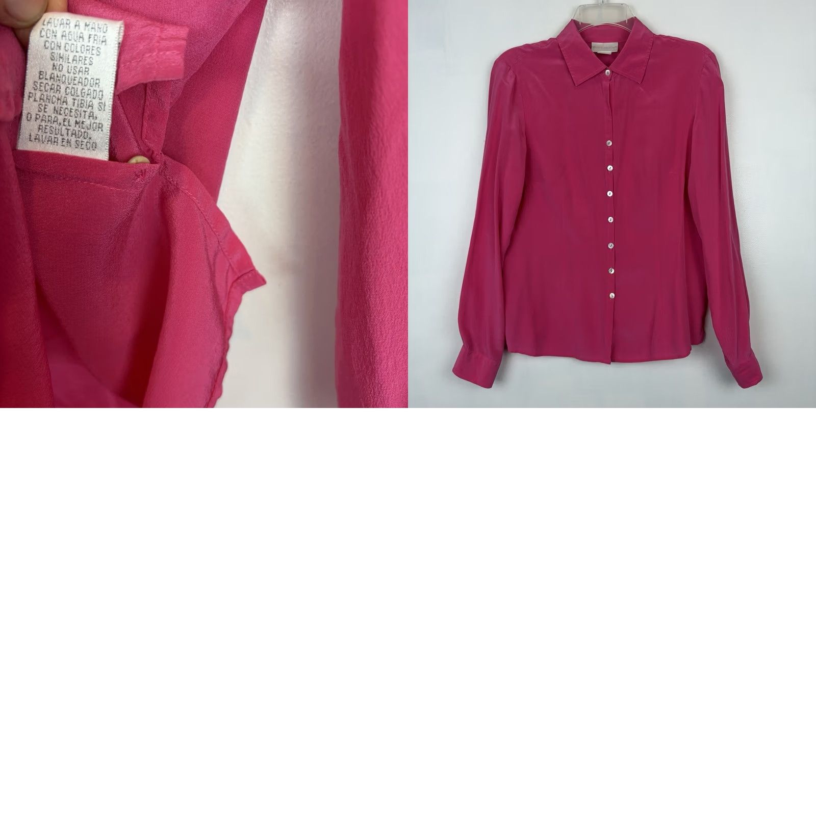 Worthington Worthington Womens Medium Silk Blouse Shirt Long Sleeve Collared Button Down Pink Velvet Luxe Career Workwear Size M / US 6-8 / IT 42-44 - 8 Thumbnail