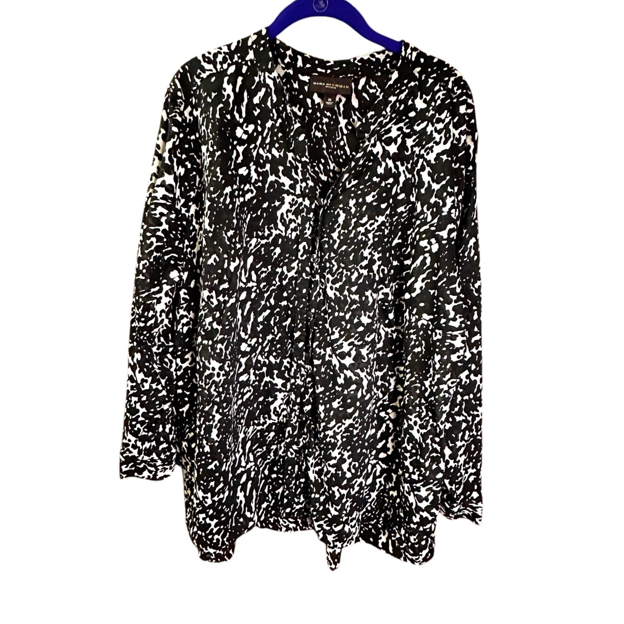 Designer Dana Buchman Womens 2X Black & White Print Blouse EUC Profes Size XXL / US 16-18 / IT 52-54 - 1 Thumbnail
