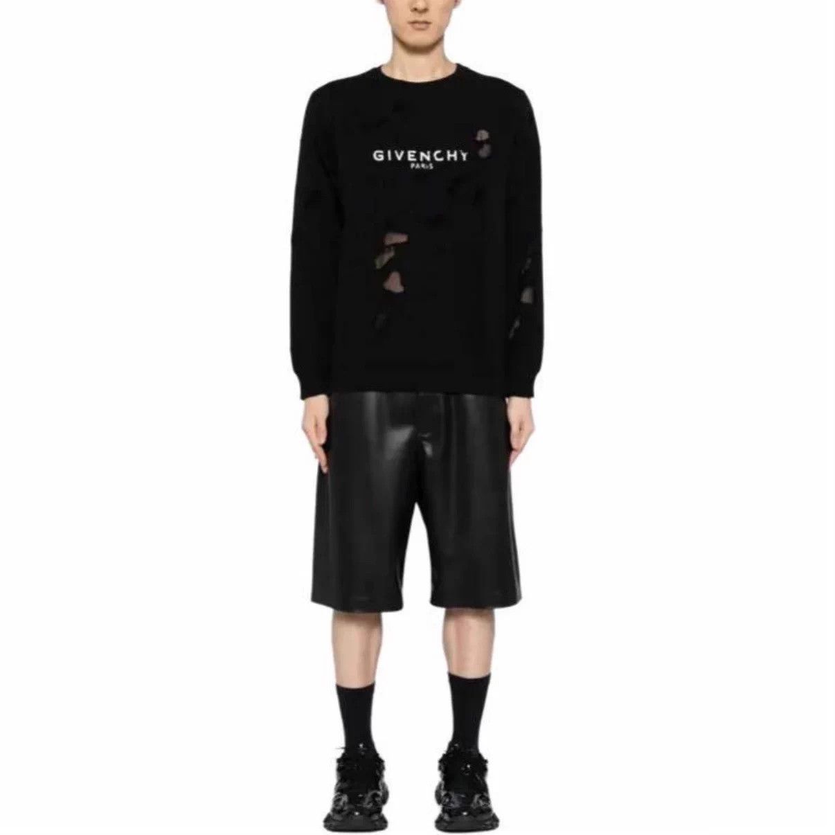Givenchy Givenchy Paris Logo Distressed Mesh Sweatshirt Black XS Size US XS / EU 42 / 0 - 6 Thumbnail