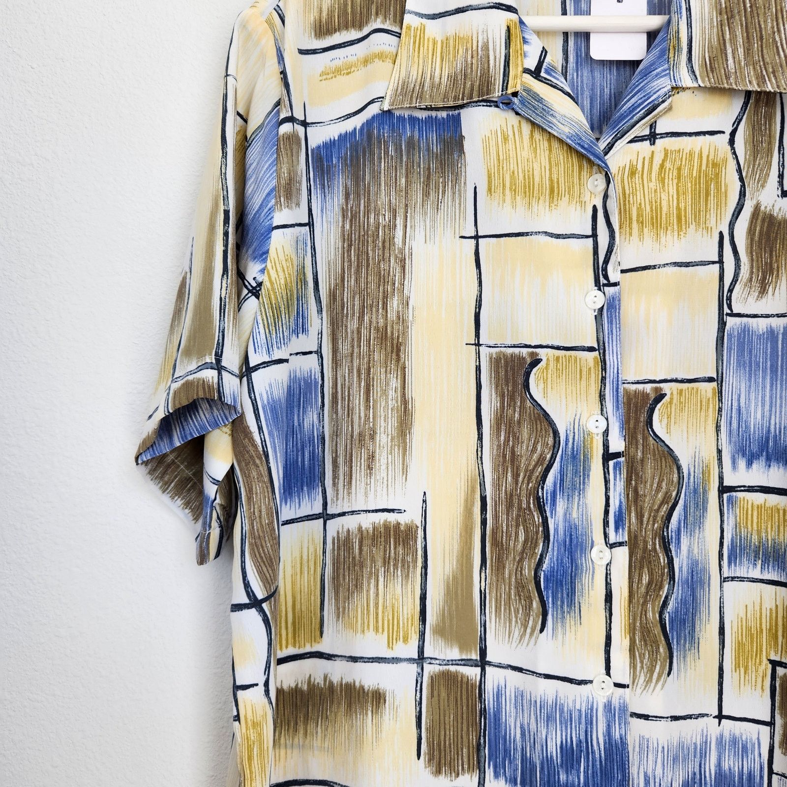Vintage Vintage White Blue Abstract Print Button Down Shirt XXL Size XXL / US 16-18 / IT 52-54 - 4 Thumbnail