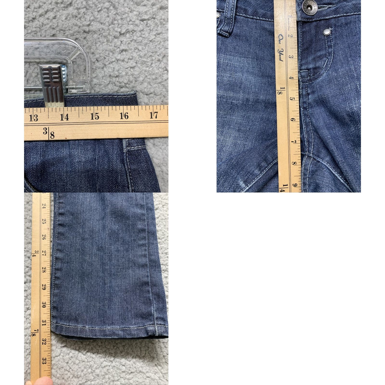 Vintage ZD Blue Jeans Womens Size 9 Low Rise 33W x 31.5L Dark Wash Rivets Embellished 5-Pocket Design Womens Jeans Slim Regular Size 30" / US 8 / IT 44 - 8 Thumbnail