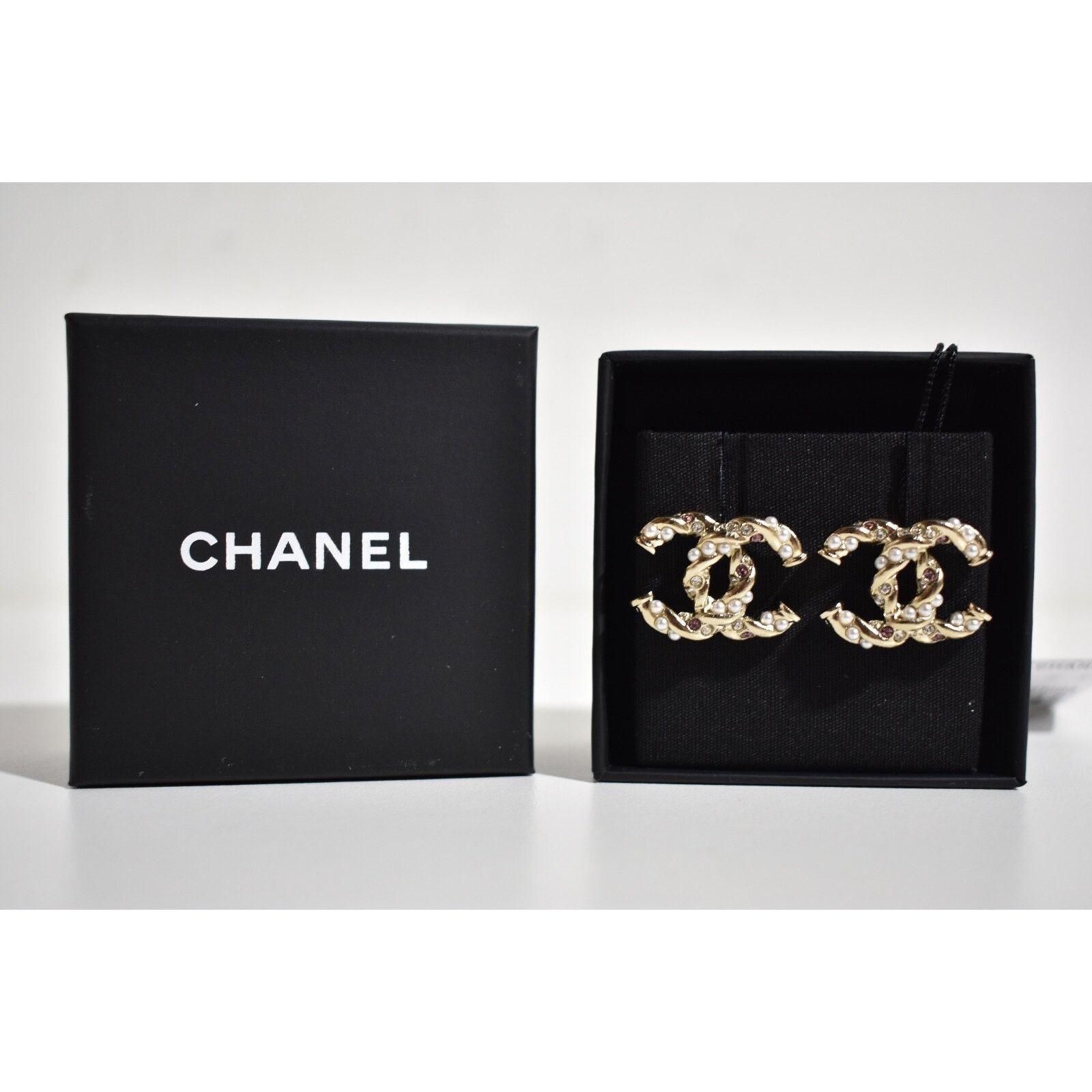 Chanel Chanel Gold Pearl Crystal Classic Statement Stud Earrings Size ONE SIZE - 4 Thumbnail