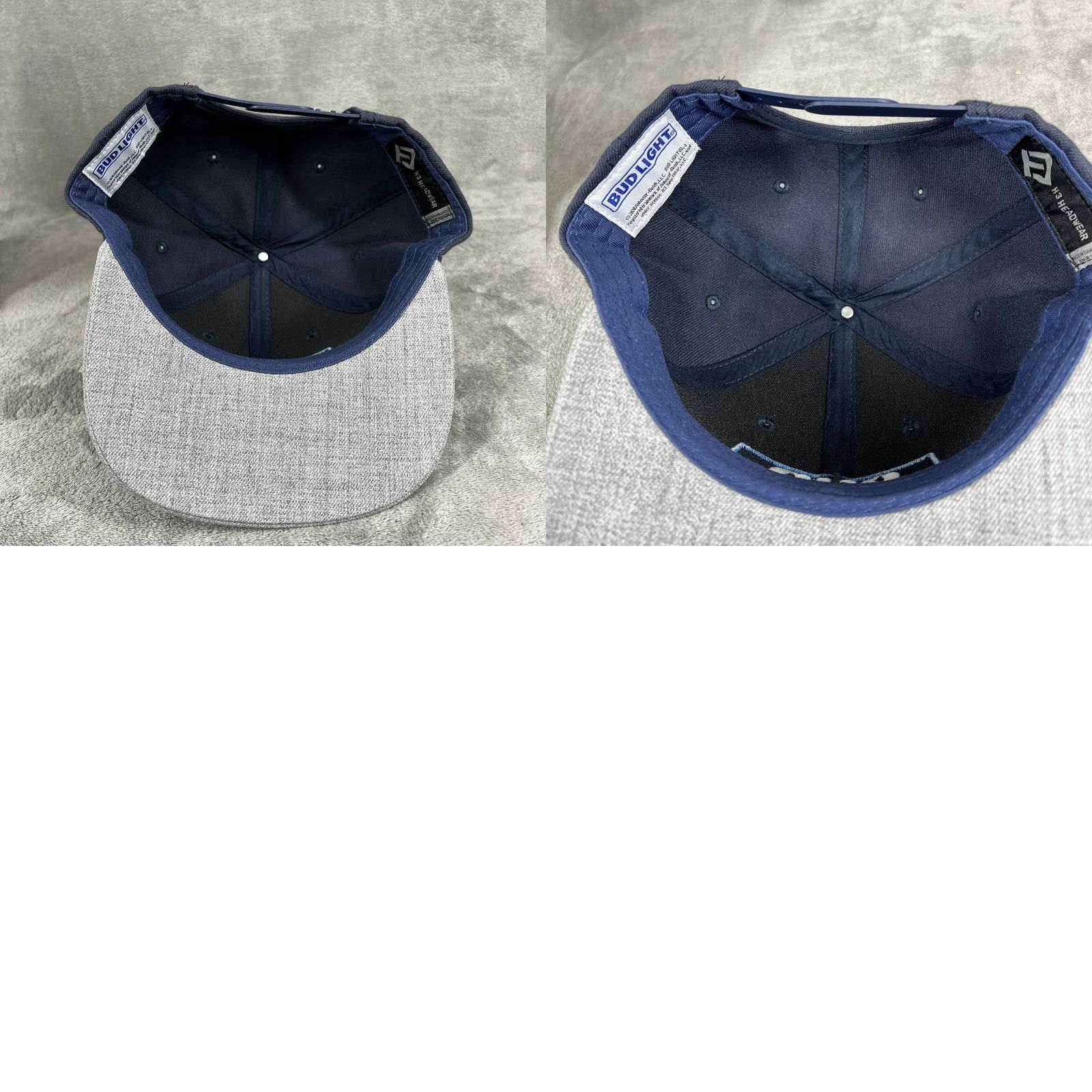 Vintage Bud Light H3 Headwear Snapback Hat Navy Cap Gray Brim Men Adjustable Logo Cap Navy Grey Wave Bud Light Shirt Size ONE SIZE - 8 Thumbnail