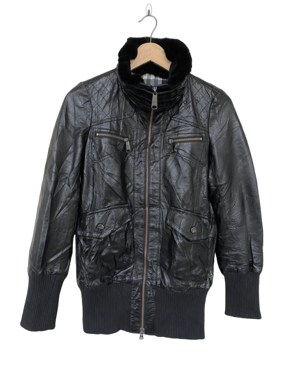Burberry Burberry Fur Leather Jacket Blue Label Size XS / US 0-2 / IT 36-38 - 2 Thumbnail