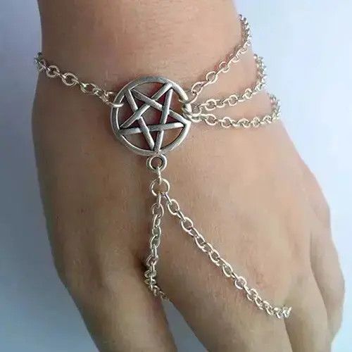 Other Bracelet Chain Pentagram Gothic Chrome Style Punk Grunge Size ONE SIZE - 1 Thumbnail