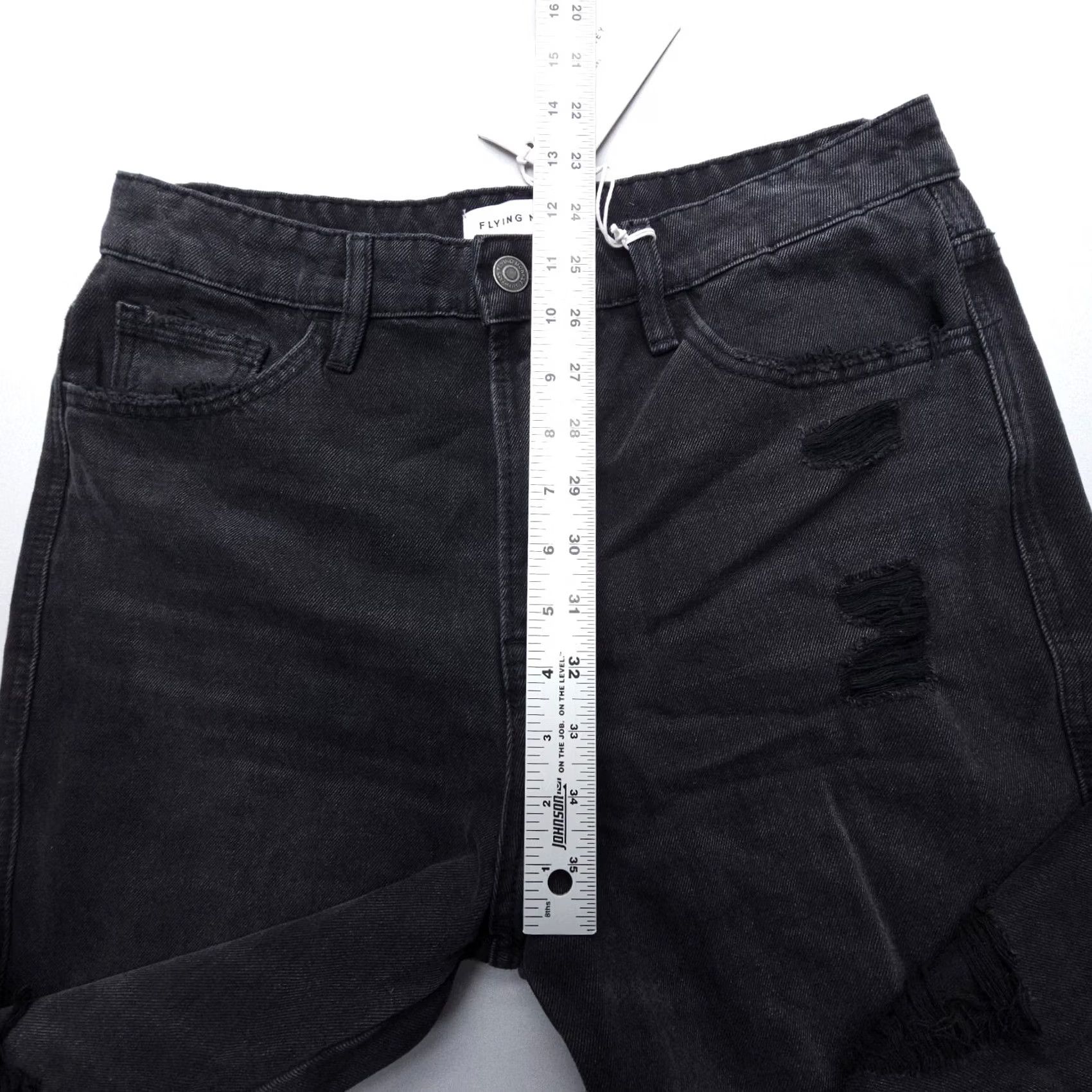 Vintage Flying Monkey Black Label Hgh Rise Straight Jeans Womens 29 x 28 Distressed NWT Size 29" - 7 Thumbnail