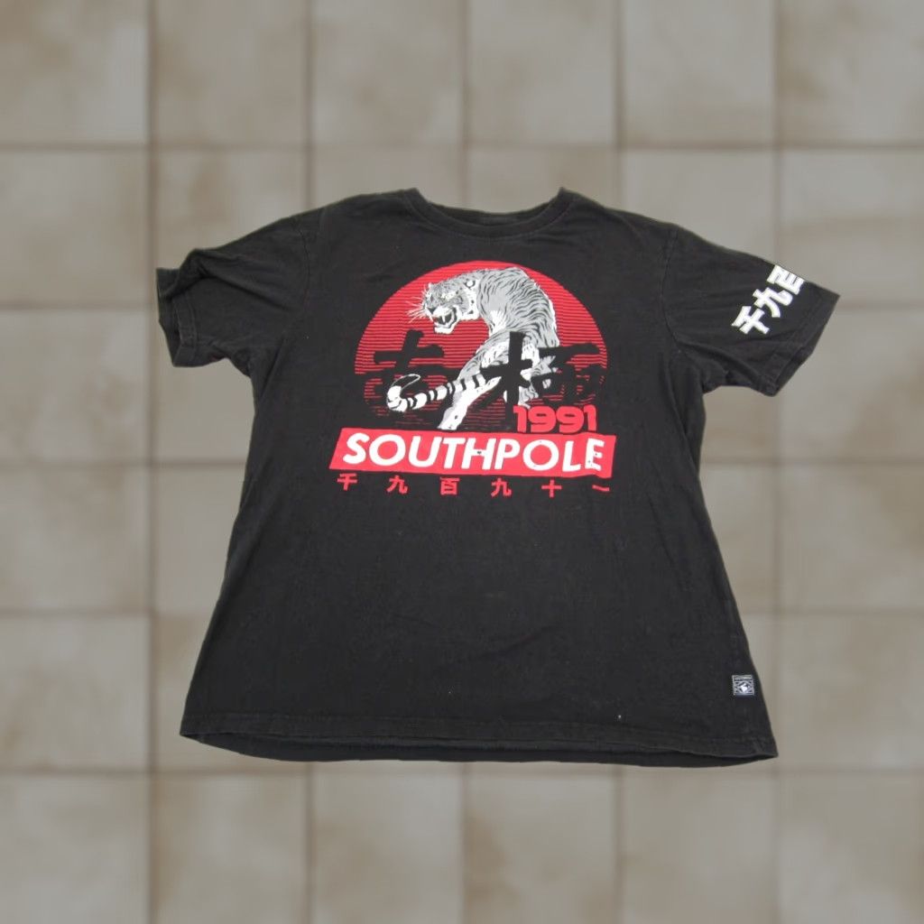 Southpole Southpole Shirt XL Black Mens T-Shirt USA Tiger Casual Heavyweight Cotton Short Sleeve Crew Neck Y2K USA Theme Logo Size US XL / EU 56 / 4 - 1 Thumbnail