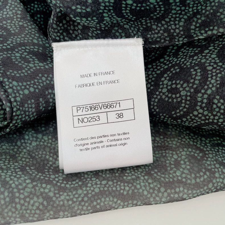 Chanel Chanel Dark green full-printed logo silk shirt 2504-Nextarr Size XS / US 0-2 / IT 36-38 - 7 Thumbnail