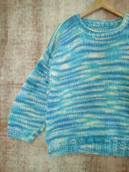 Handmade Handmade vintage cable knitwear mohair blue #46-574DLL Size L / US 10 / IT 46 - 10 Thumbnail