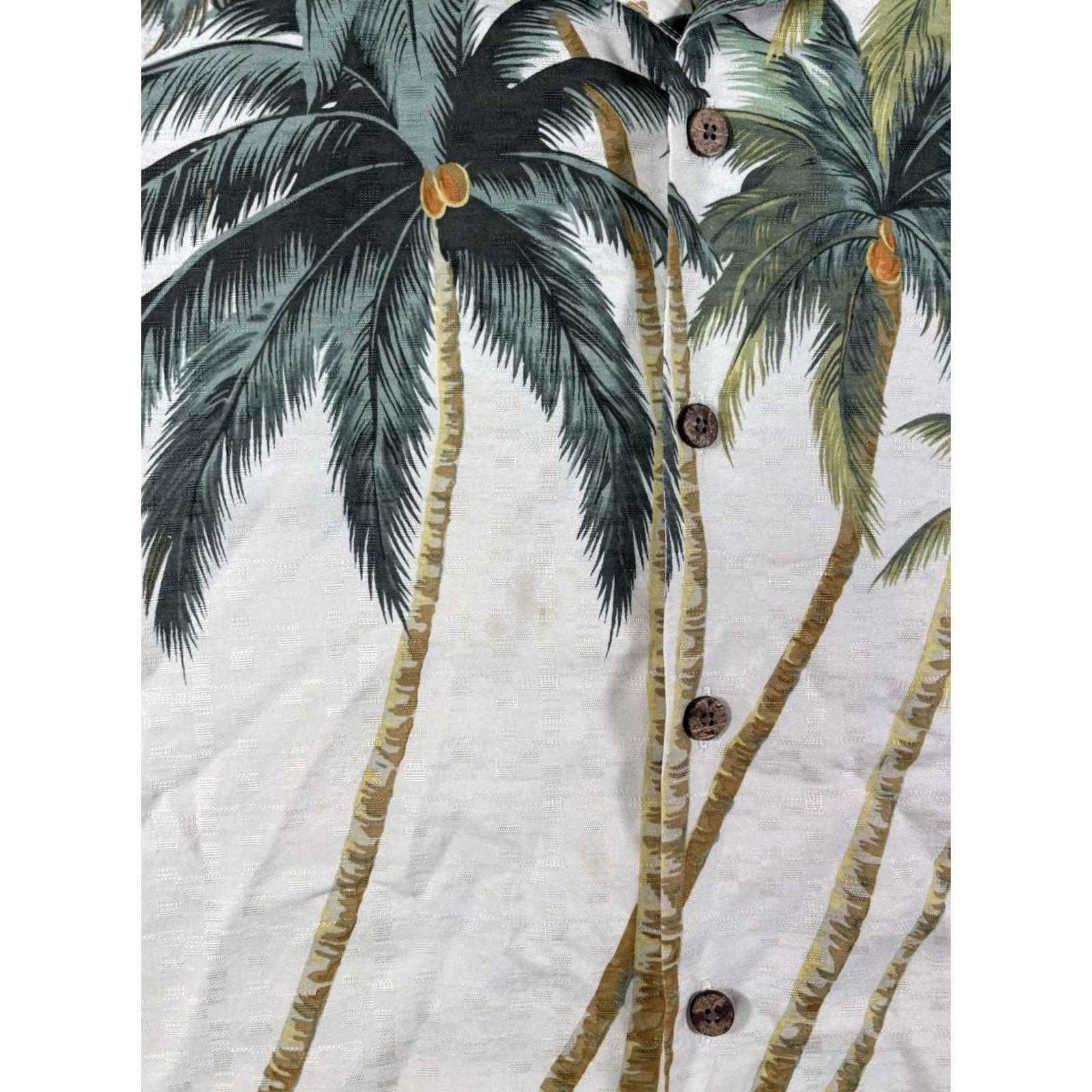 Tommy Bahama VINTAGE Tommy Bahama Shirt Mens Large 100% Silk Palm Tree Hawaiian Loop Collar Shirt Short Sleeve Beige Floral Size US L / EU 52-54 / 3 - 4 Thumbnail