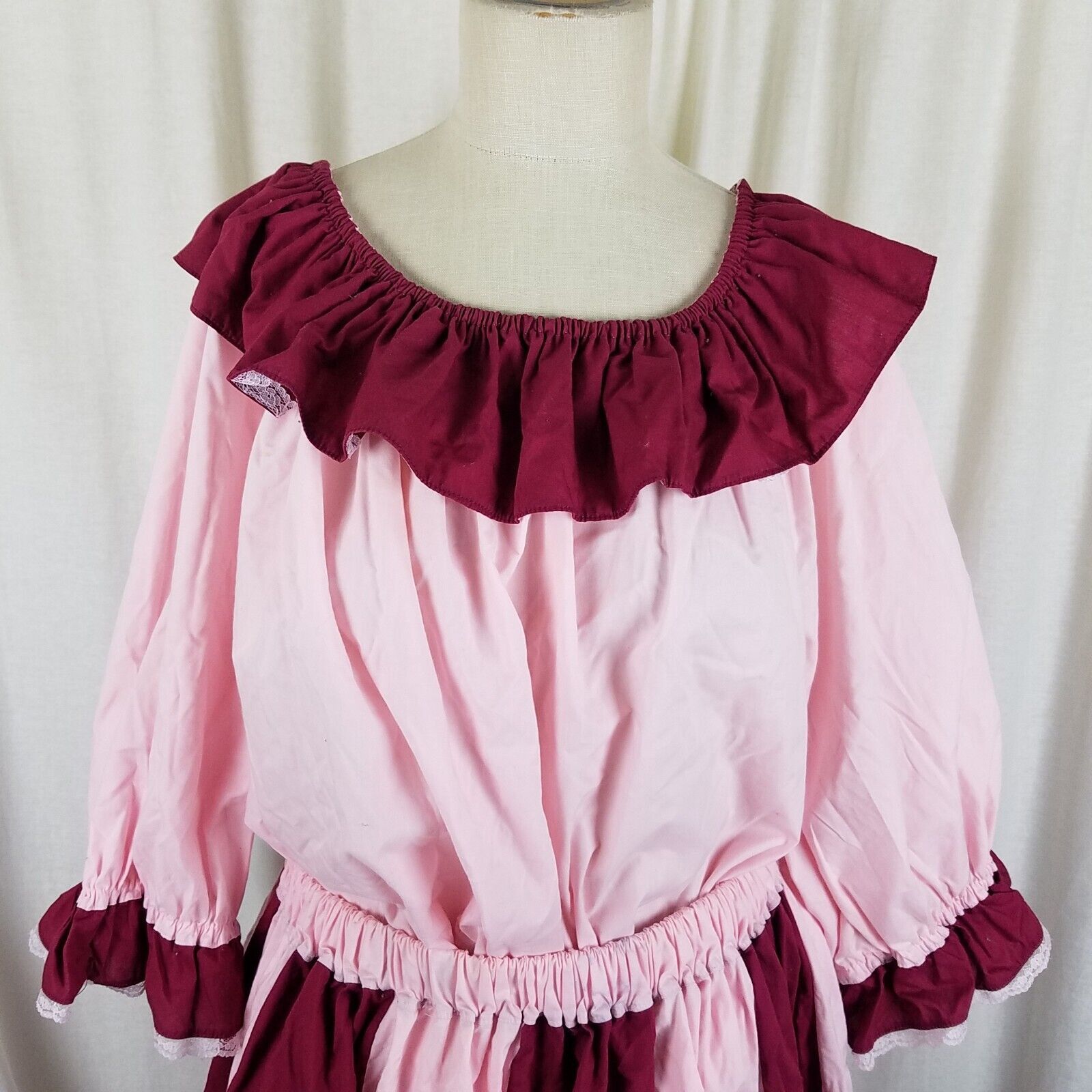 Handmade Vtg Square Dance Dress 2 Pc Skirt Blouse Top Set Outfit XL Size XL / US 12-14 / IT 48-50 - 5 Thumbnail
