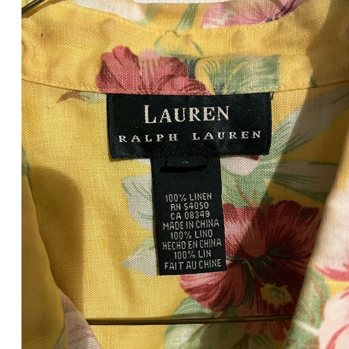 Lauren Ralph Lauren Ralph Lauren Women’s Yellow Floral Linen Sleeveless Blouse Size L / US 10 / IT 46 - 3 Thumbnail