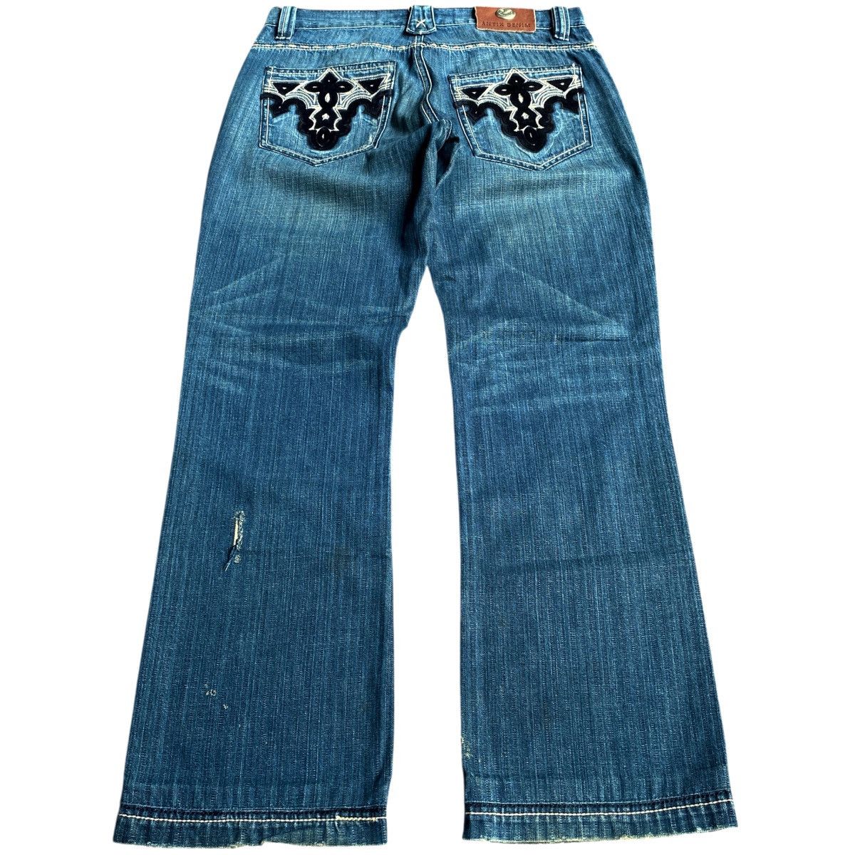 Tornado Mart Crazy Vintage Y2K Antik Denim Distressed Flared Jeans 2000s Size US 31 - 1 Thumbnail