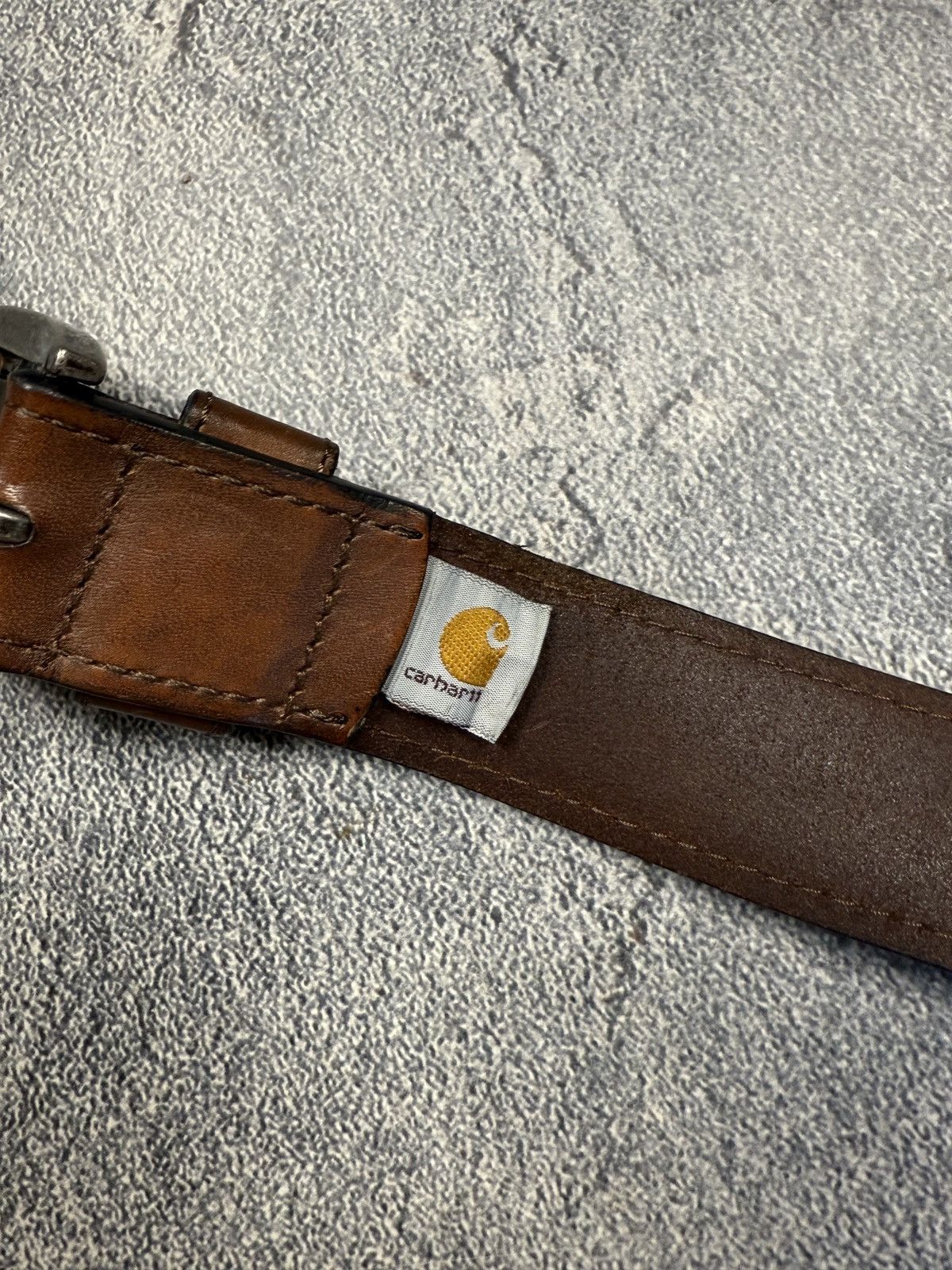 Carhartt Vintage Y2k Carhartt Leather Belt Brown Size 38 - 10 Thumbnail
