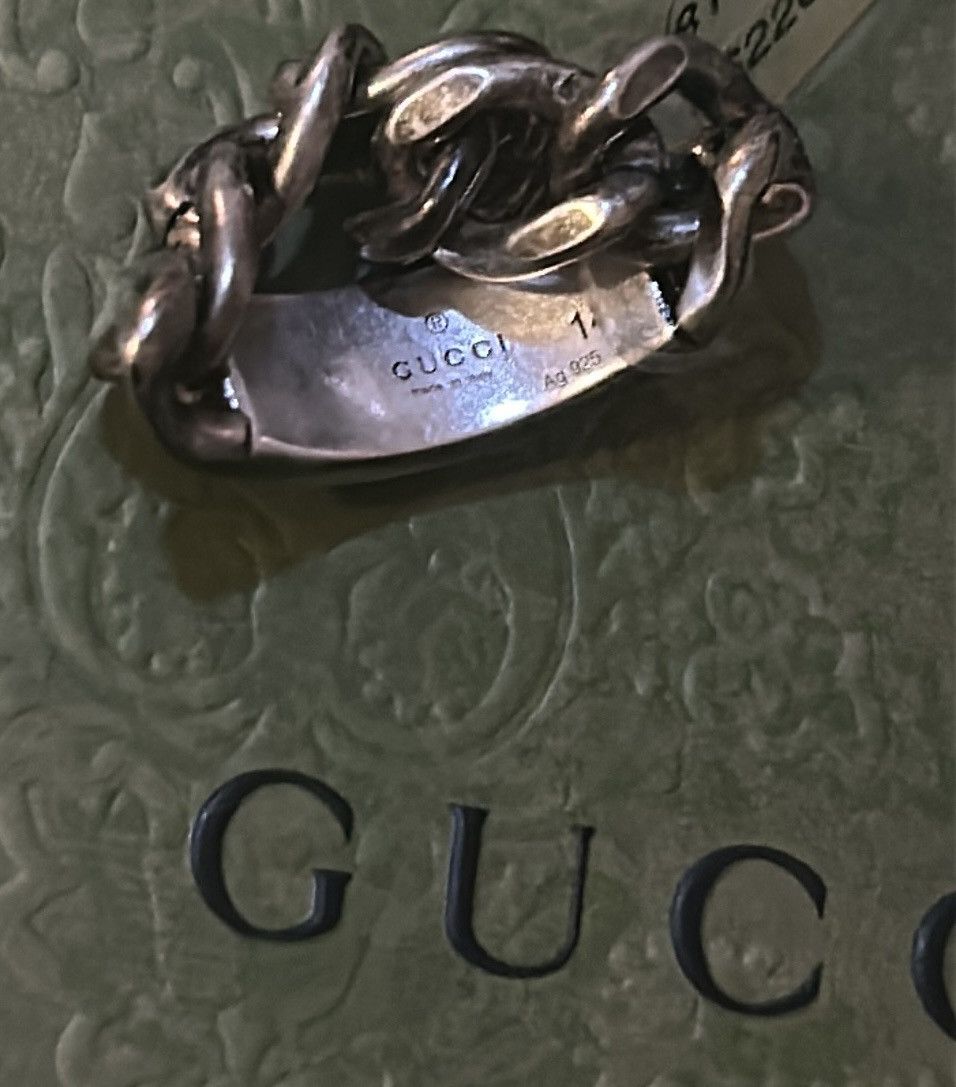Gucci Gucci Enamel Tag Chain Ring Black Ag 925 Size ONE SIZE - 4 Thumbnail