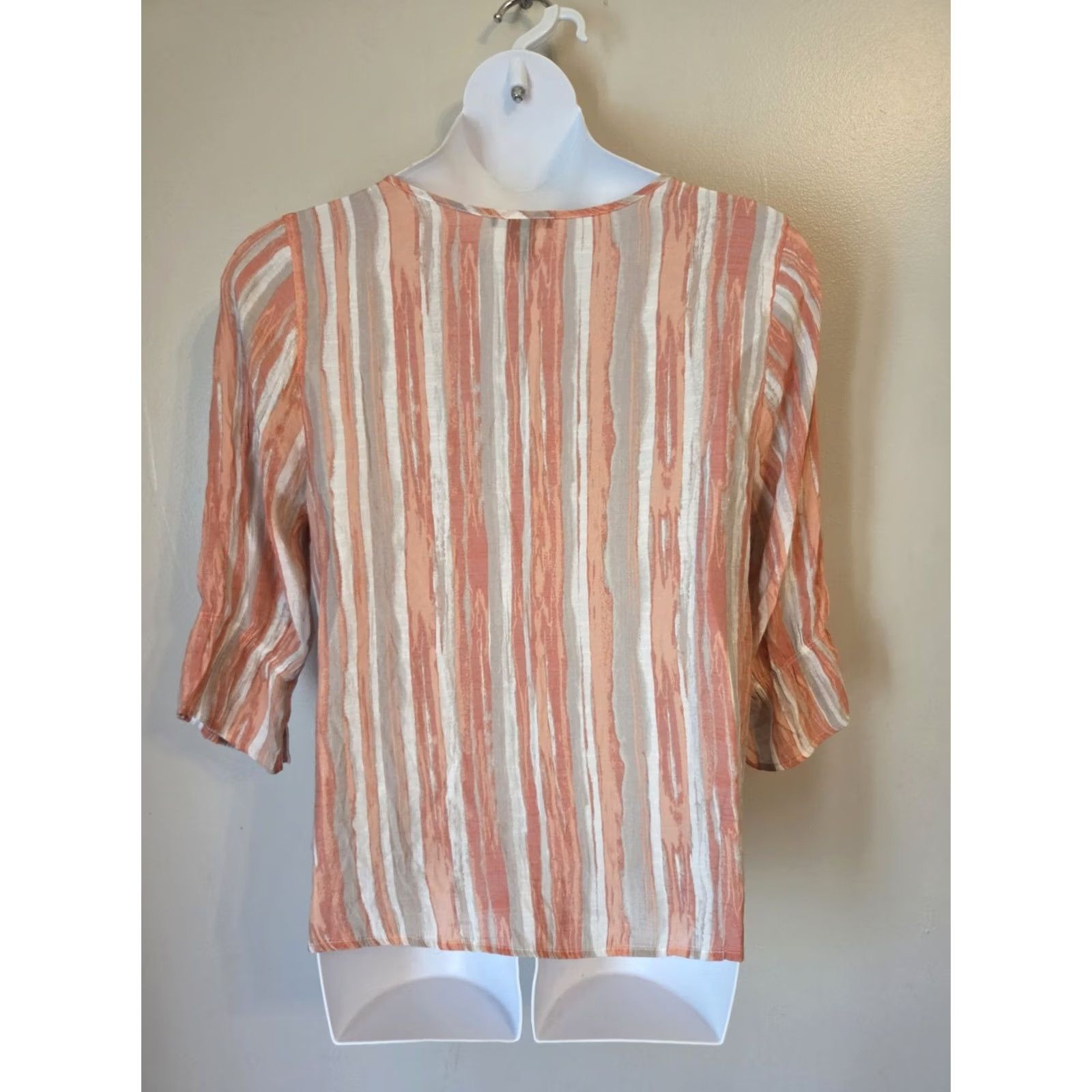 Bell Robert Louis Womens 1X Orange Tan Stripe Bell Sleeve Boho Hippie Top Size XL / US 12-14 / IT 48-50 - 5 Thumbnail