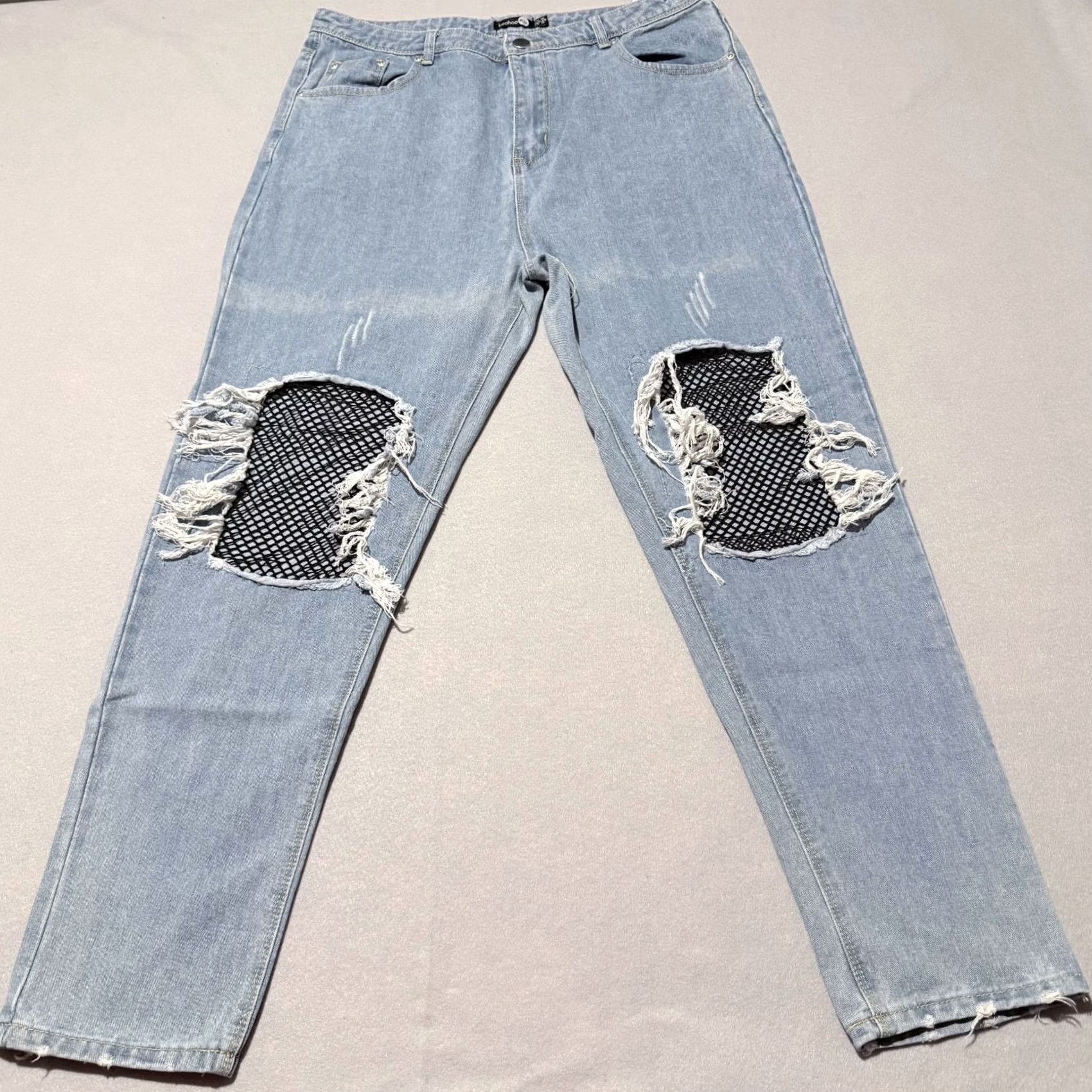 Boohoo Boohoo Blue Skinny Jeans Women's Medium Wash Denim Distressed Slim Fit - 14 Jeans Women Blue Distressed Slim Fit Size 32" / US 10 / IT 46 - 2 Thumbnail