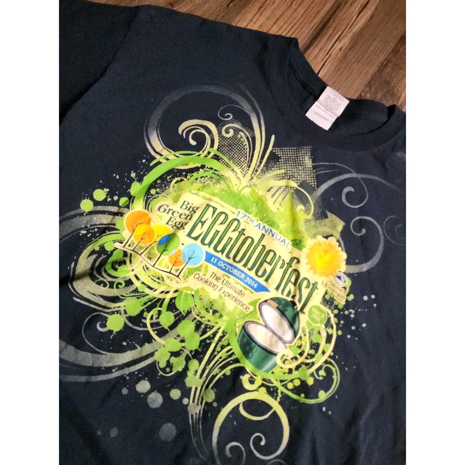Gildan Mens L T Shirt Big Green Egg Grill Eggtoberfest Double Sided Blue Cotton Gildan Heavy Cotton Size US L / EU 52-54 / 3 - 2 Thumbnail
